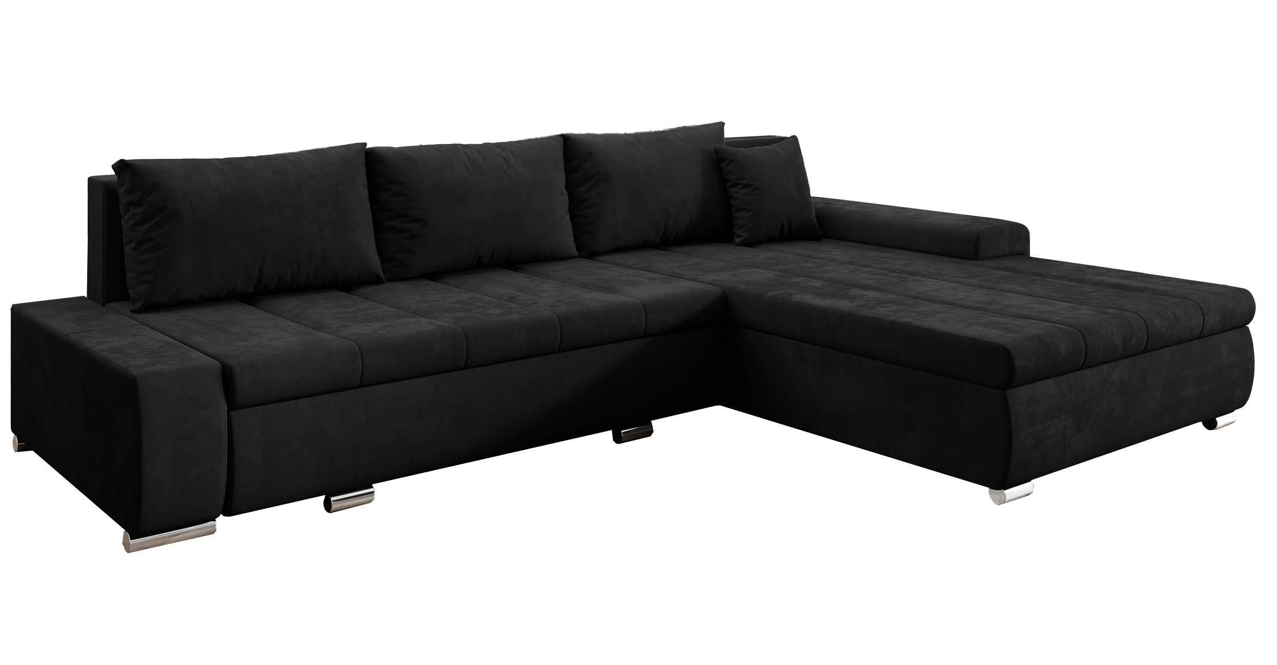 EU in x Schlaffunktion Stoff Couch, Kissen Furnix Bettkasten Sofa T210 MH97 mit x B297 TOMMASO Made cm, H85 hochwertig, Schwarz Ecksofa
