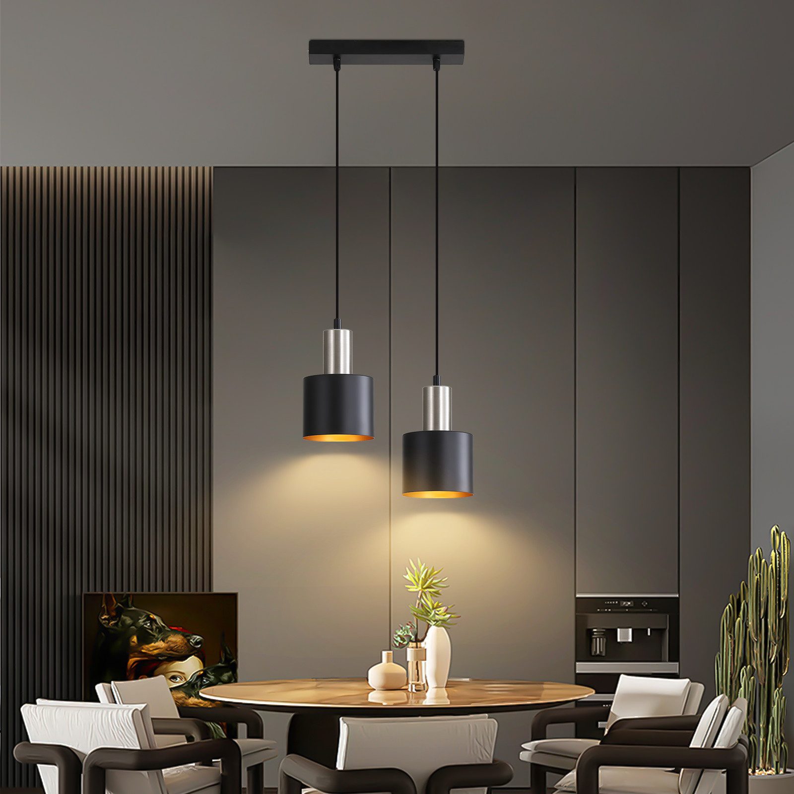 ZMH Pendelleuchte Esstisch E27 Schwarz Gold 170CM Kücheninsel Hängelampe Wo günstig online kaufen