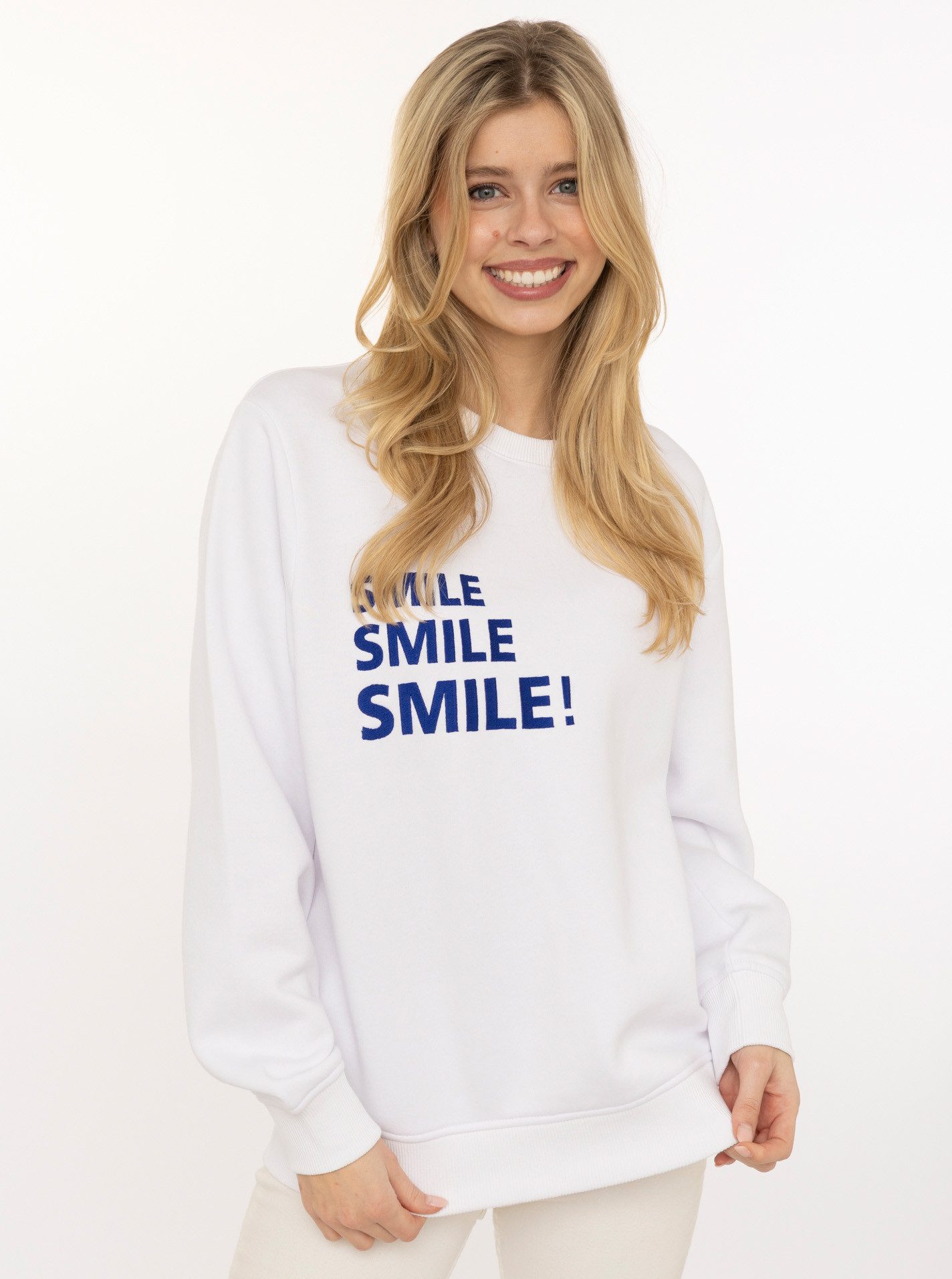 Zwillingsherz Hoodie "Smile Smile Smile" Rundhals, Stickerei in Neon, fröhl günstig online kaufen