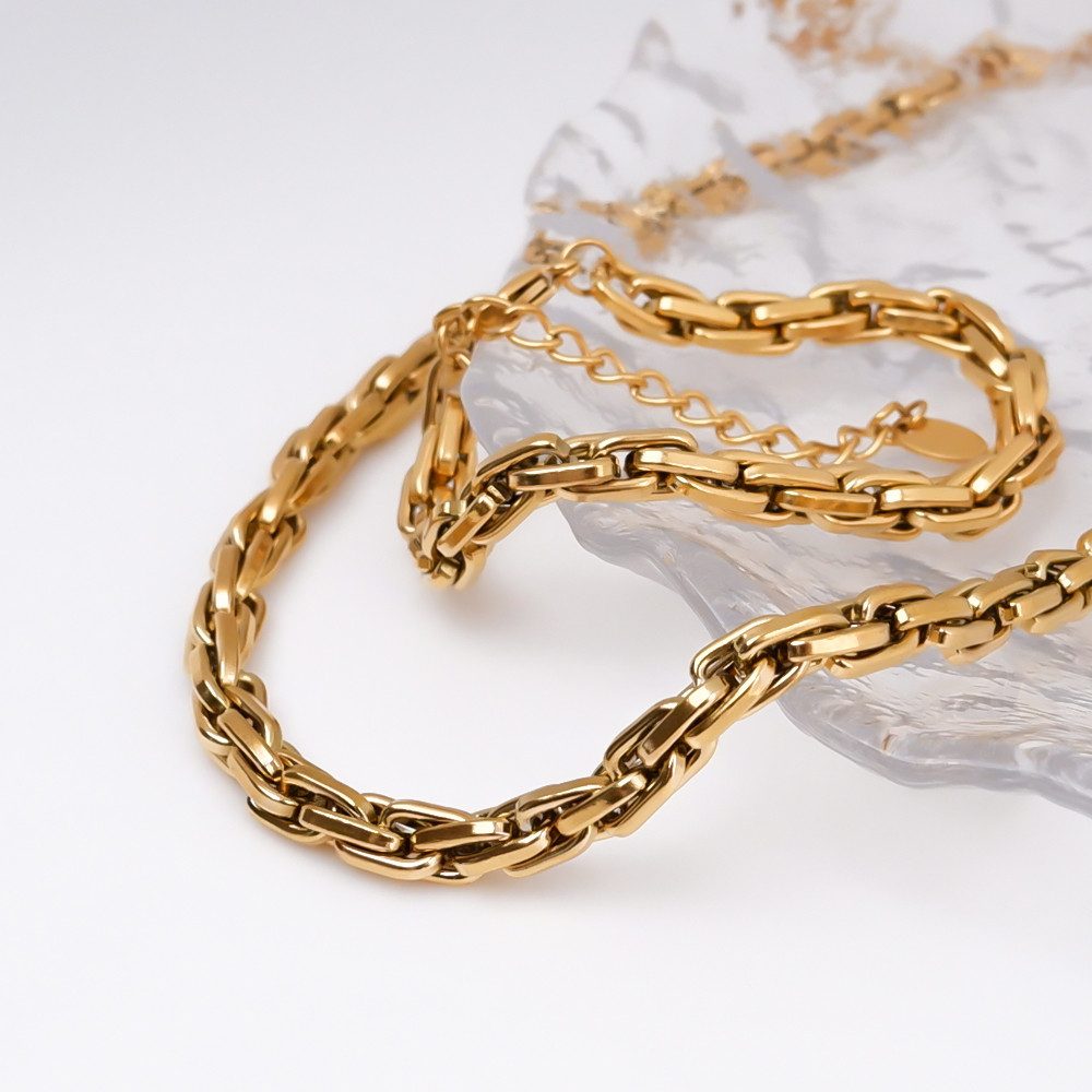 SHELAGO Edelstahlkette - Twist Halskette Damen Gold – Vergoldete Edelstahl günstig online kaufen