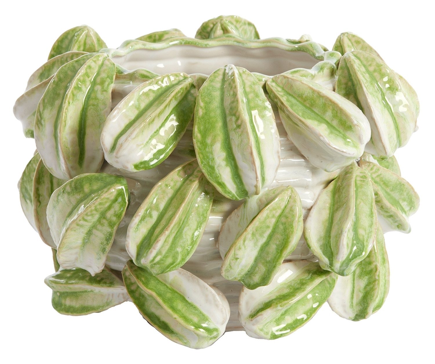 Light & Living Tischvase CARAMBOLA, Creme, Grün, Keramik, Wasserdicht, (1 St), B 33,5 x H 23 x T 33 cm