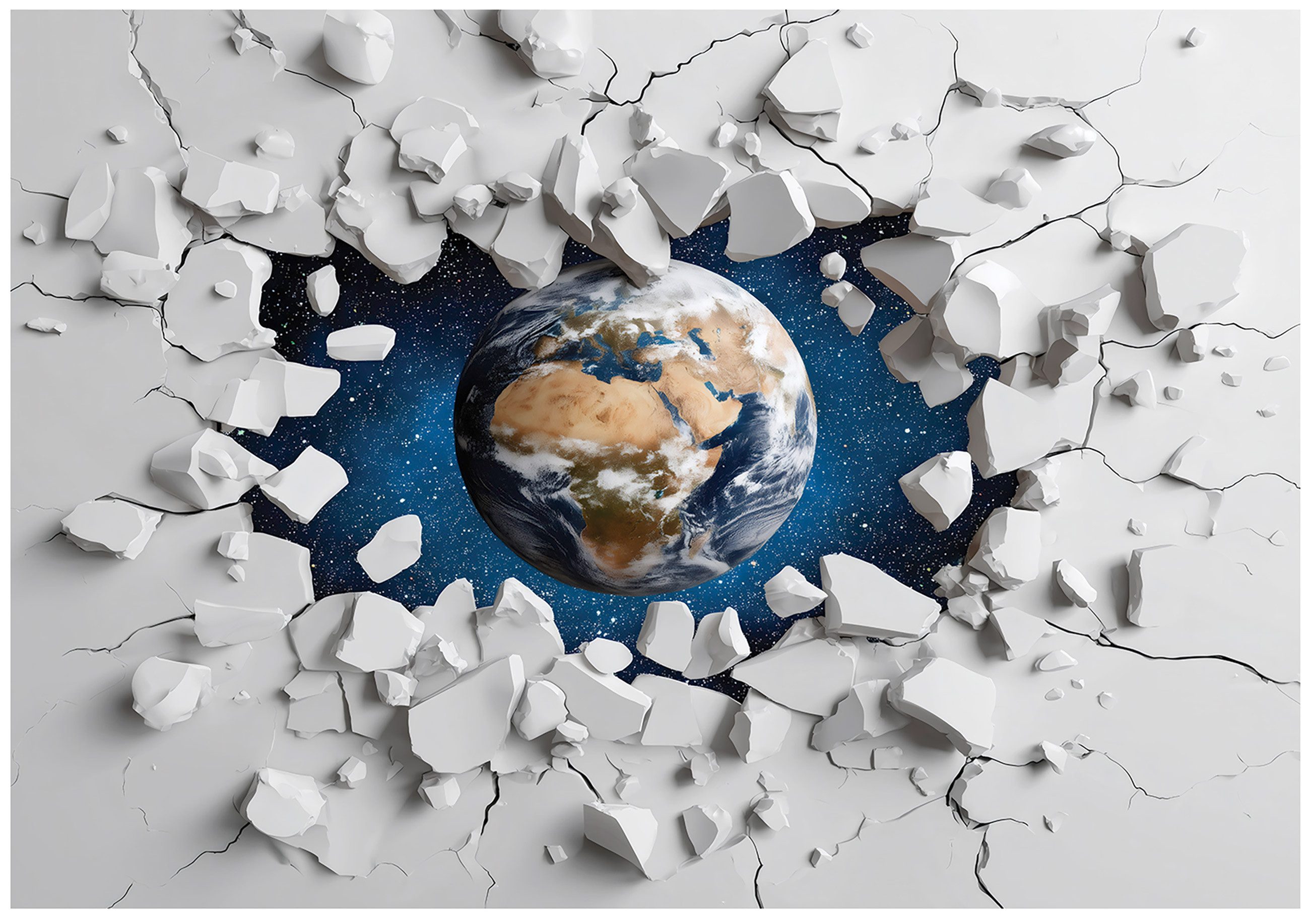 Wallarena Fototapete Kinderzimmer Planet Wand Erde Kinder Vlies Tapete Wandtapete, Glatt Vlies Washable, (Packung, 2 St., Vlies Fototapete), Vliestapete Weiß Blau Kinderzimmer Tapete + Kleister Motivtapete