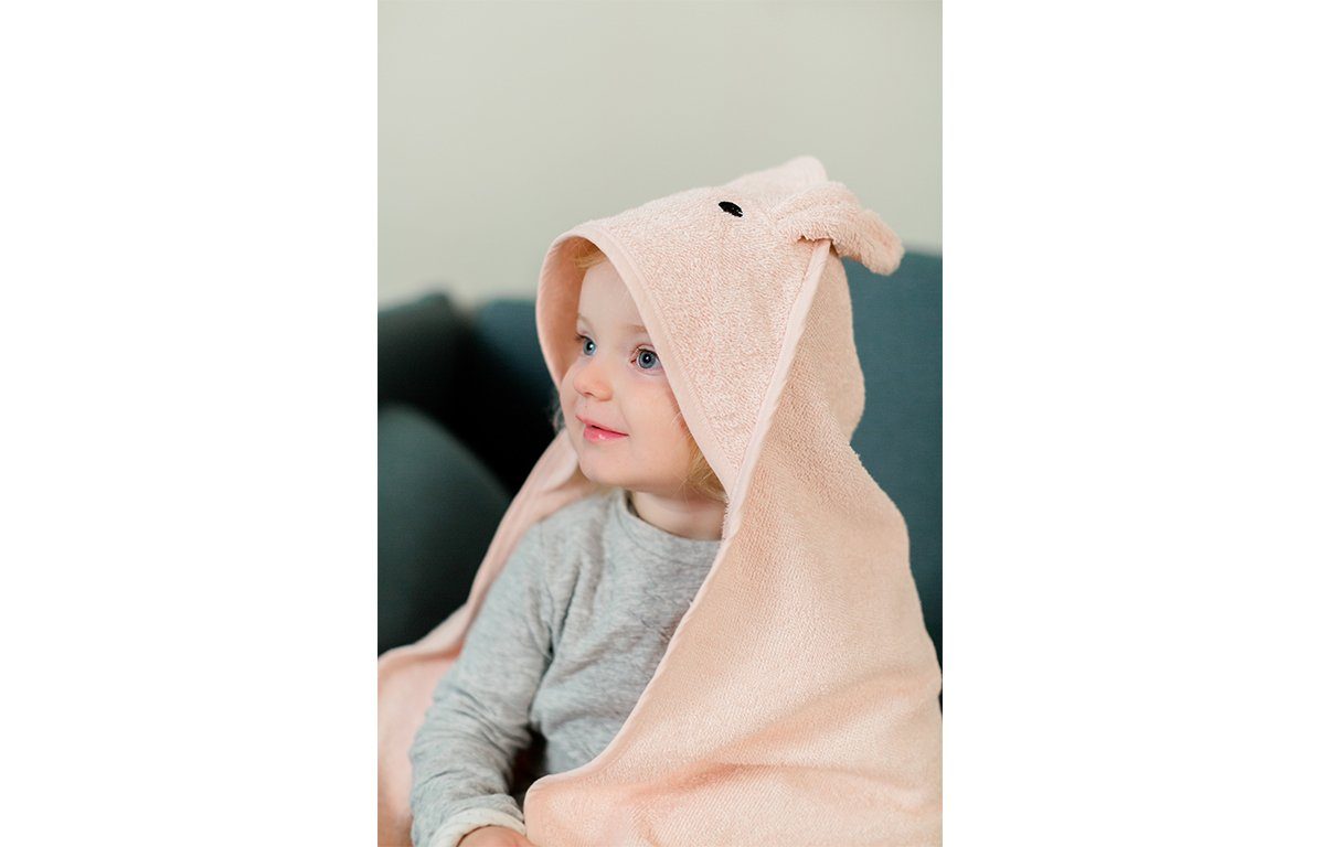 KINDSGUT Kapuzenhandtuch Hase, Baumwolle, Aus 100% zertifizierter Baumwolle, rosa