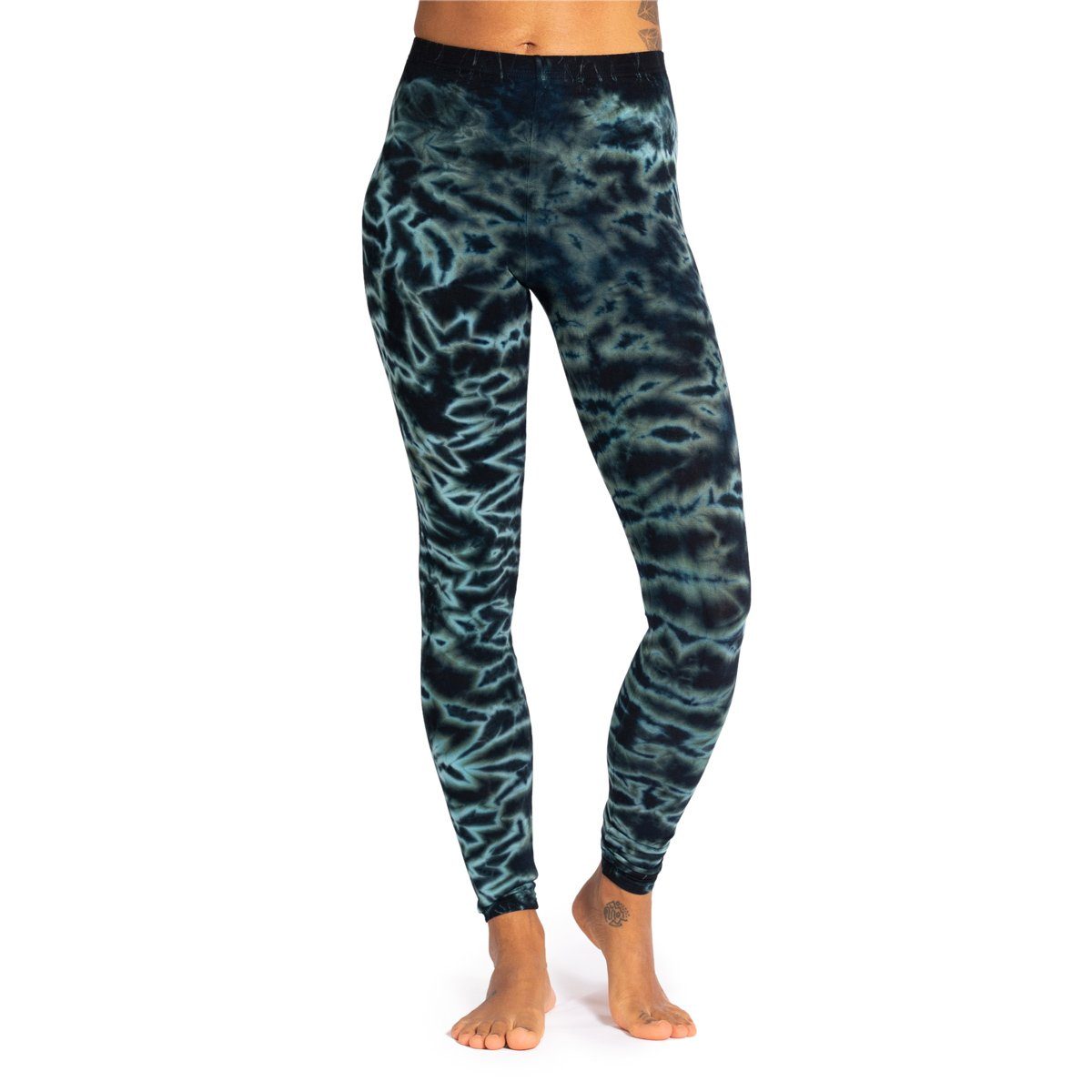 PANASIAM Leggings handgefärbte Unikat Batik Leggings aus natürlicher Viskose Goa Hose im Batik Look Yogaleggings Sporthose Sportleggings lange Leggings