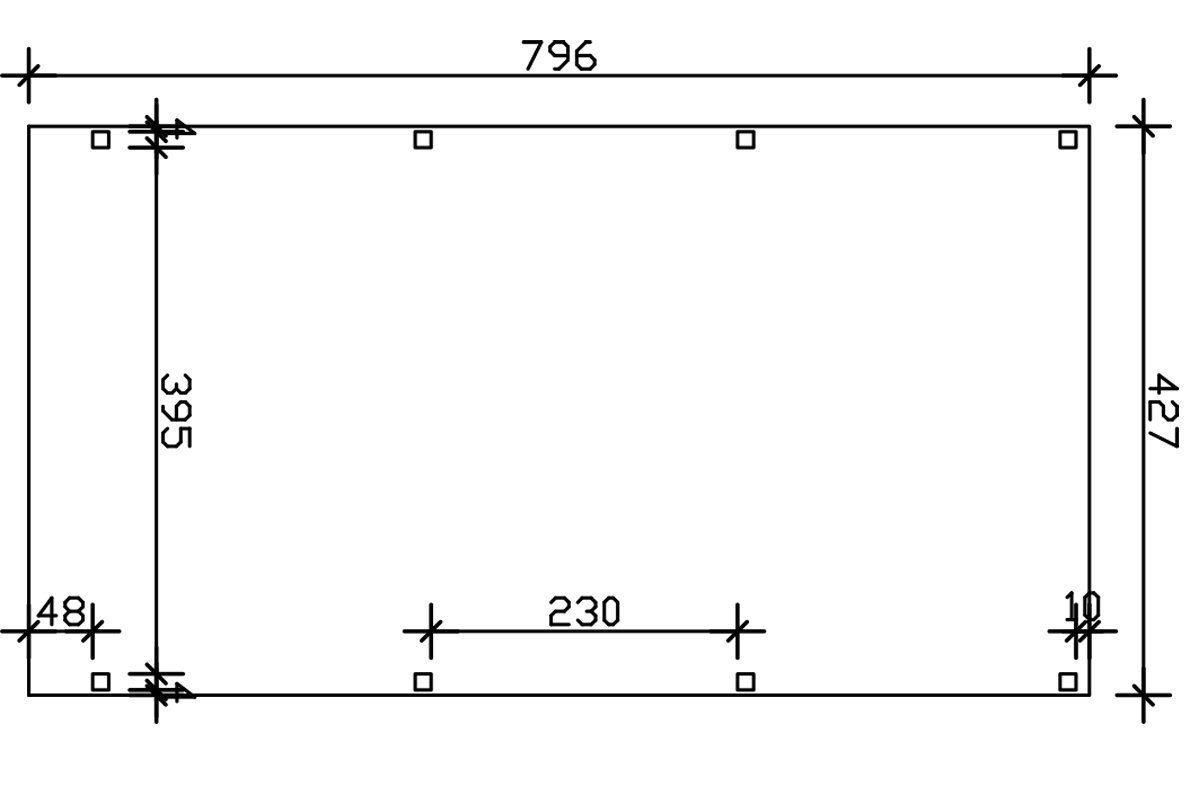 cm Einfahrtshöhe, mit BxT: Grunewald, Aluminiumdach 427x796 395 cm, Einzelcarport Skanholz
