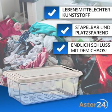 astor24 Aufbewahrungsbox Aufbewahrungsbox Deckel Kunststoffbox Transparent Regalbox Lagerbox (Spielzeugbox, 5 St), 16 verschiedene Größen Stapelbox Kiste Lagerbox Werkstatt Garten