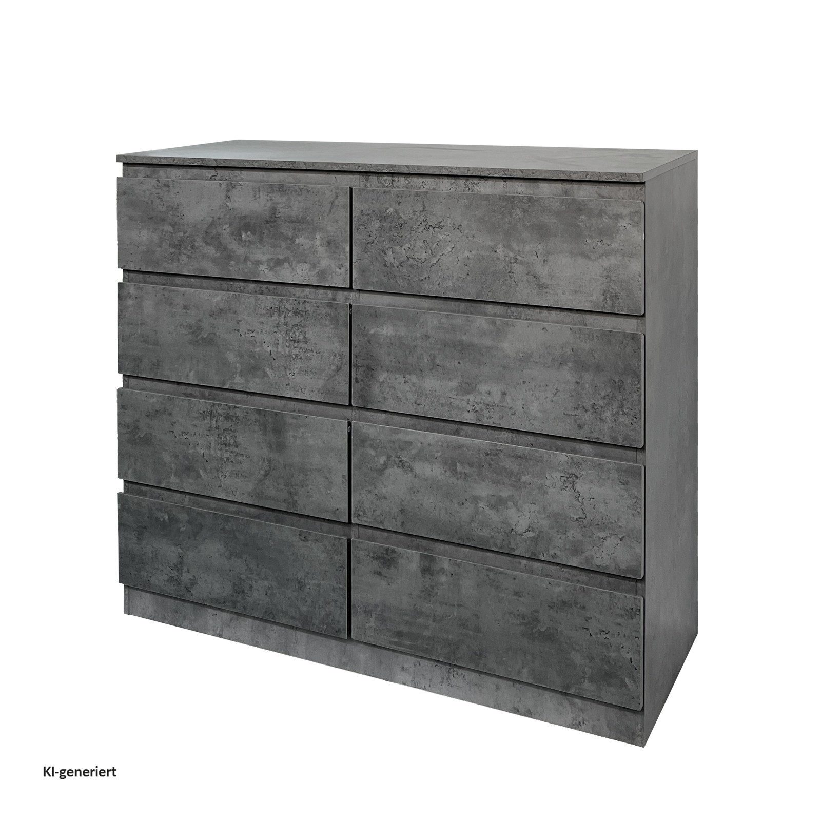 HTI-Living Kommode Kommode 8 grifflose Schubladen Thekla Beton (Stück, 1 St., 1 Kommode), Sideboard