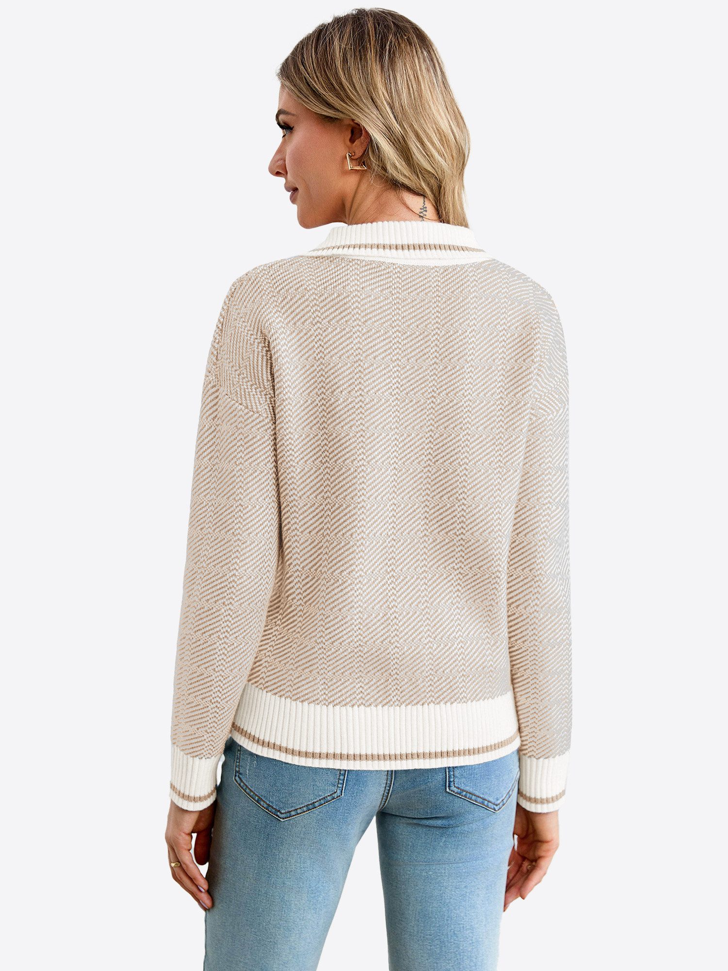 Imily Bela Sweater Lässiger Damen-Strickpullover mit V-Ausschnitt (Packung, günstig online kaufen
