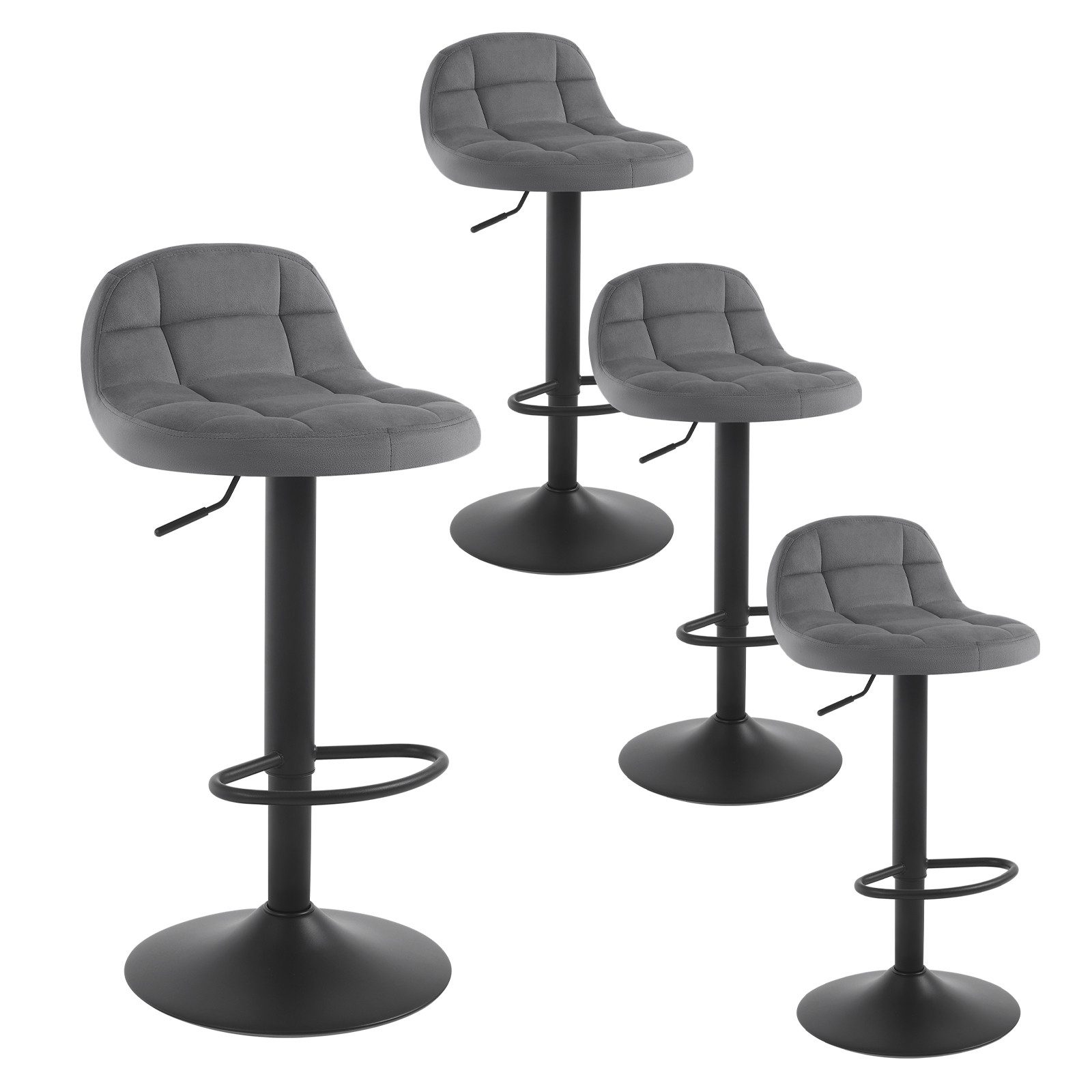 Woltu Barhocker (4 St), höhenverstellbar 360° Drehstuhl bis 120kg belastbar