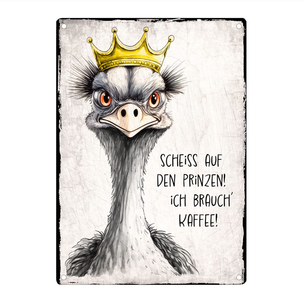 Metallschild ICH BRAUCH' KAFFEE! - Dekoschild mit Spruch, Blechschild