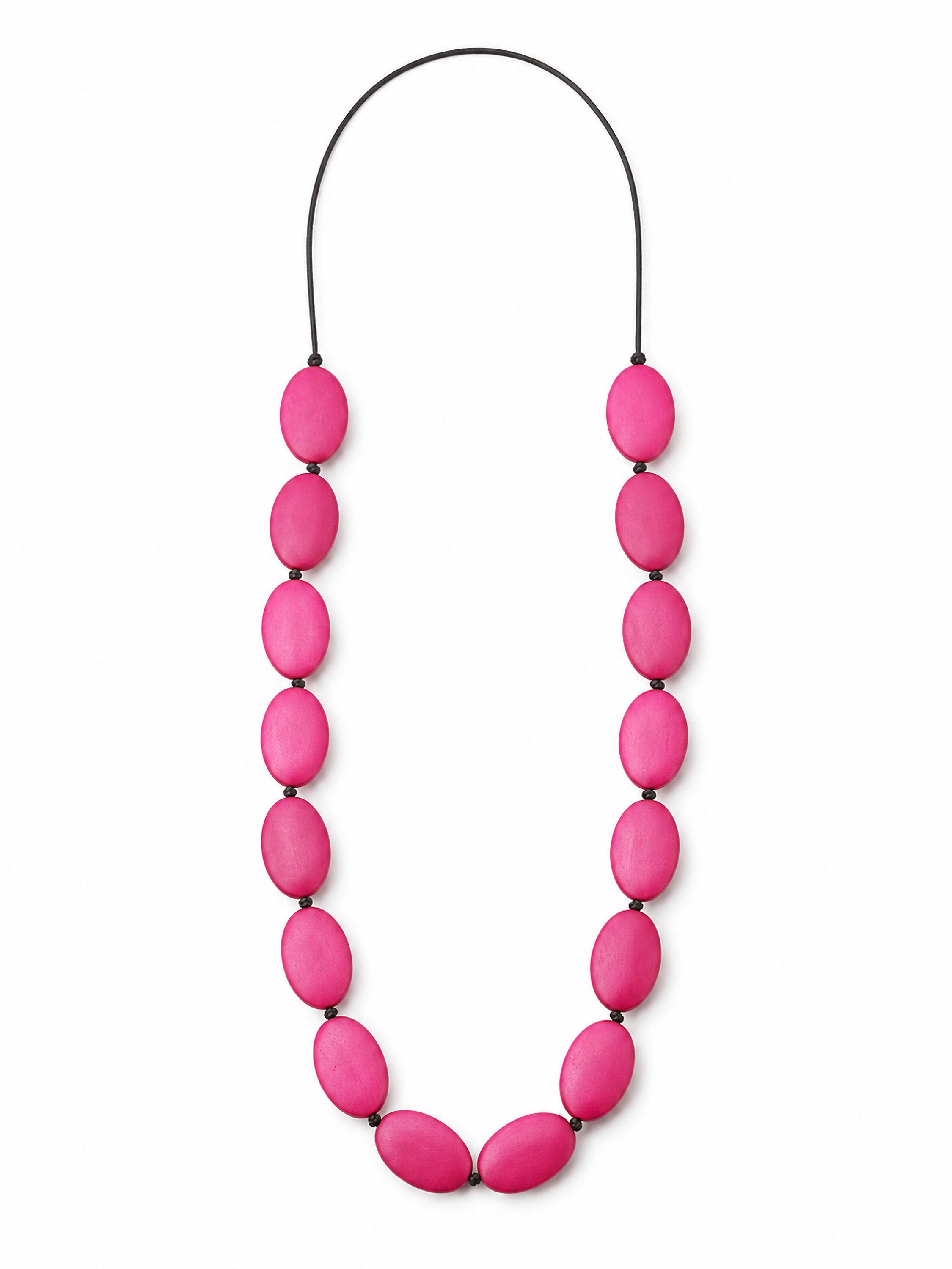 COLLEZIONE ALESSANDRO Lange Kette Charu, flache Holzperlen