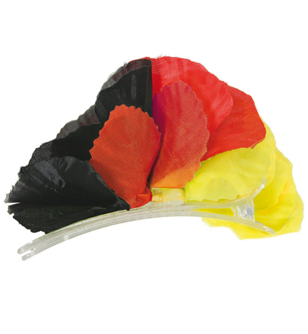 Haarspange Deutschland Fan Haarschmuck Blume EM WM Fußball Schwarz Rot Gold