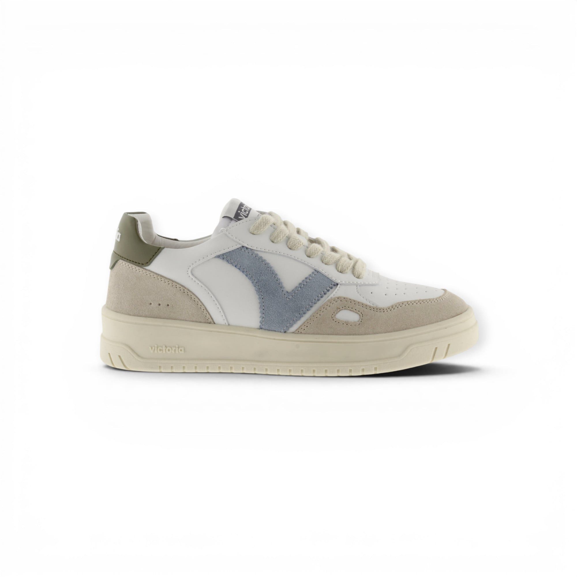 Victoria Seul (Lederoptik/Velourleder) - weiss/beige/khakigrün Sneaker