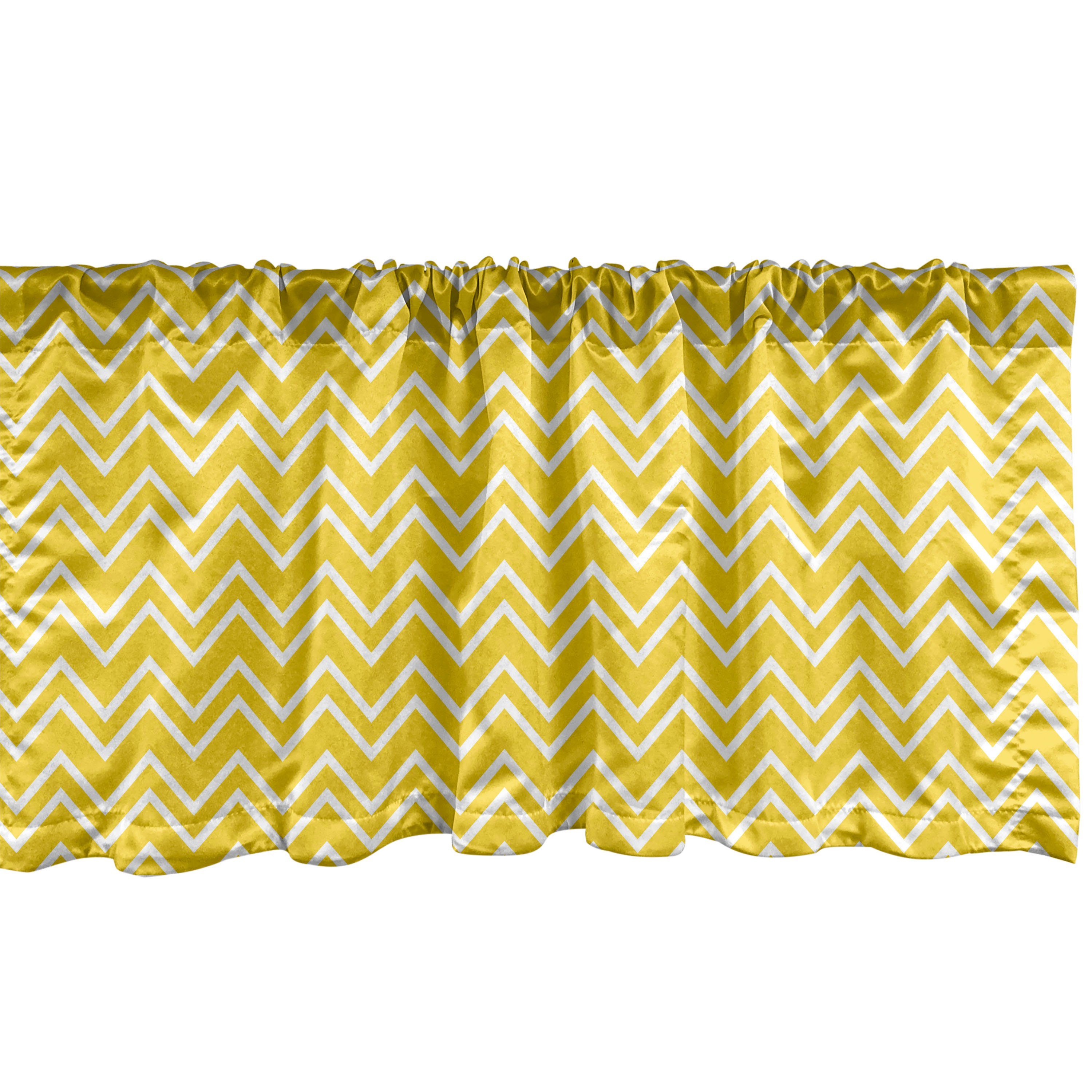 Scheibengardine Vorhang Volant für Microfaser, Küche Chevron Dekor Schlafzimmer Chevron-Muster-Gelb mit Stangentasche, Abakuhaus