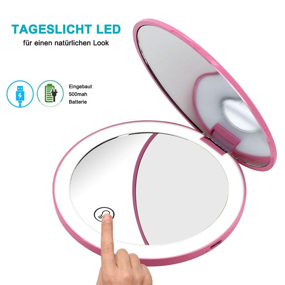 Handspiegel Schminkspiegel Schminkspiegel GelldG beleuchteter LED-Make-up-Spiegel