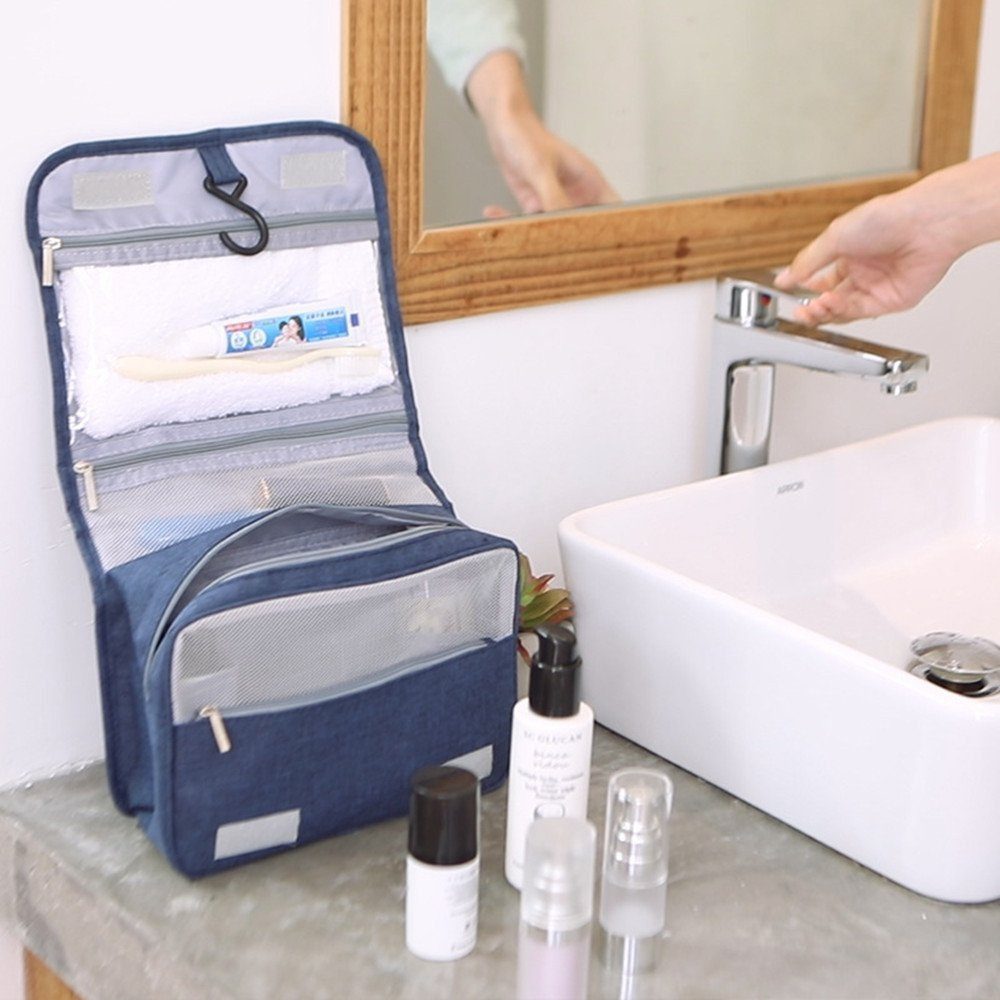 FOUORTUNATE-BEE Kulturbeutel Unisex Hänge-Waschtasche für Reisen, wasserdicht, Große Kulturbeutel-Tasche mit Griff und viel Stauraum