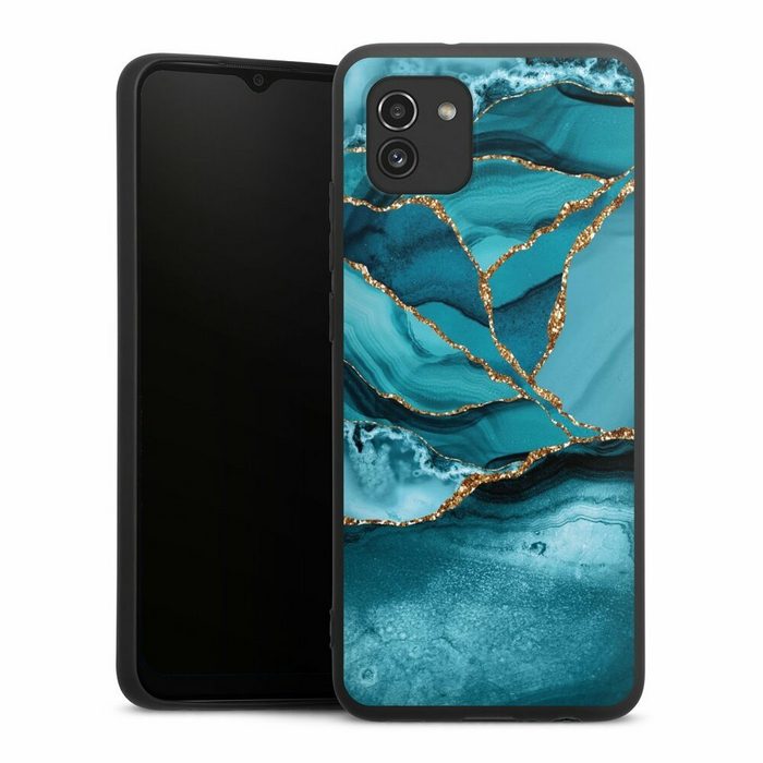 DeinDesign Handyhülle Edelstein Glitzer Look Marmor Eisblaue Marmor Landschaft Samsung Galaxy A03 Silikon Hülle Premium Case Handy Schutzhülle