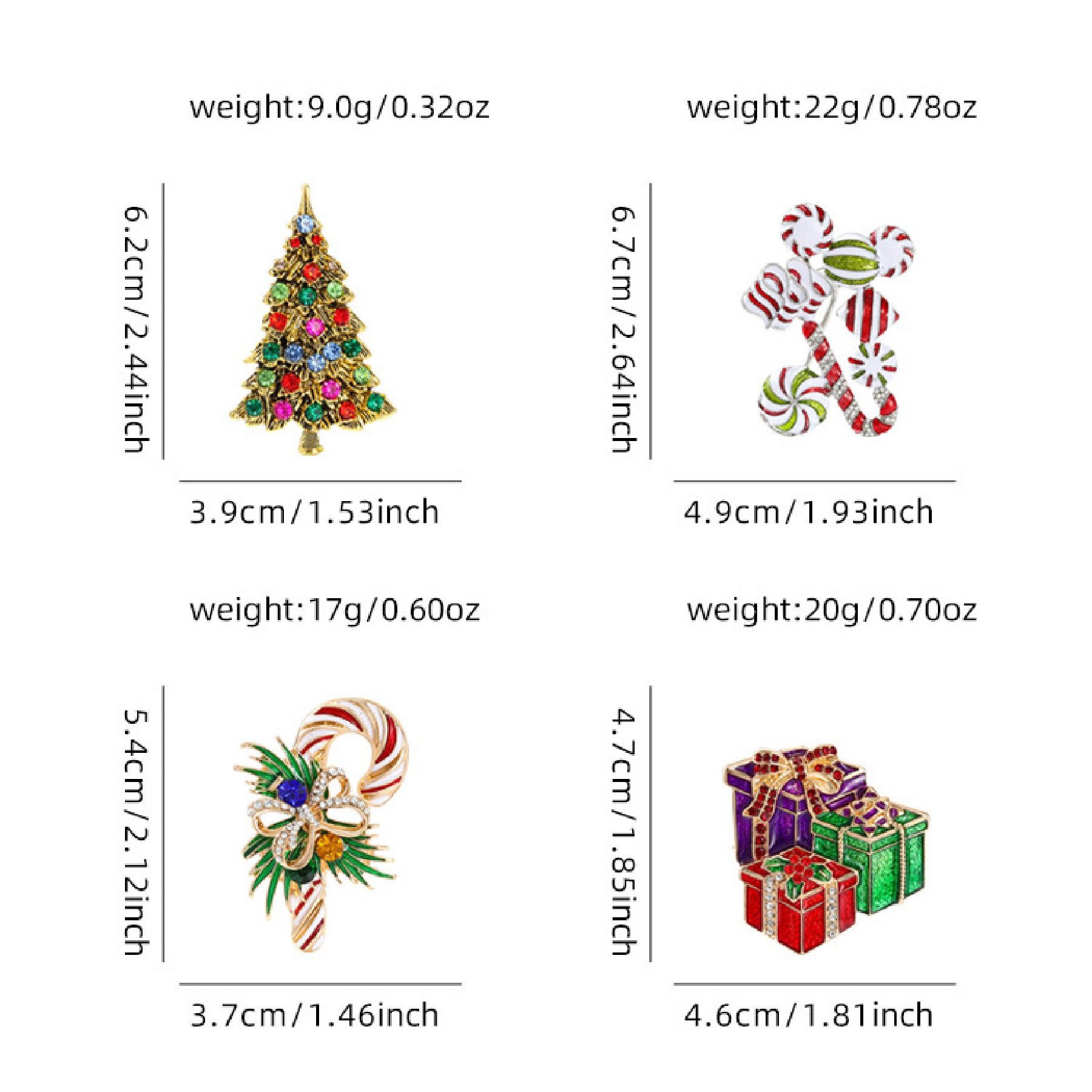 FOUORTUNATE-BEE Broschen Set Weihnachtsbaum-Broschen-Set – 4-teiliges festl günstig online kaufen