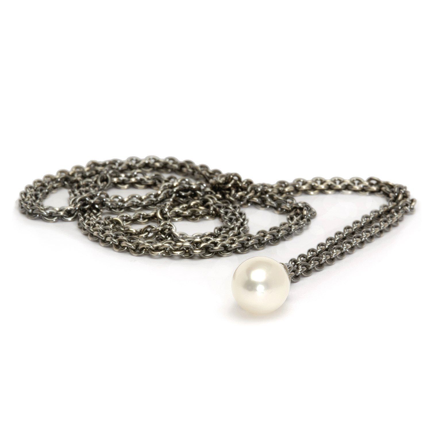 Halskette weißer Anhänger Perle, Kette TAGFA-00020 Fantasy mit mit Trollbeads