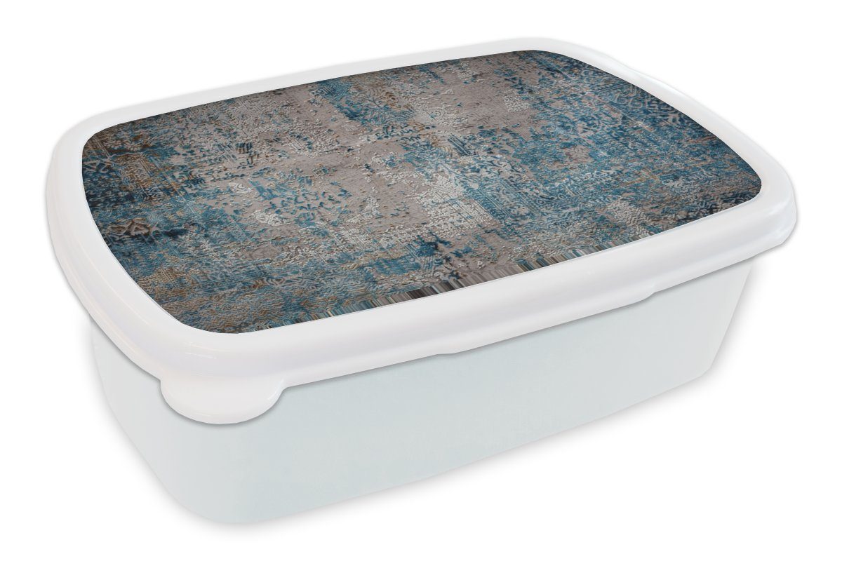 MuchoWow Lunchbox Teppiche Wohnzimmer - Teppiche - Muster, Kunststoff, (2-tlg), Brotbox für Kinder und Erwachsene, Brotdose, für Jungs und Mädchen weiß
