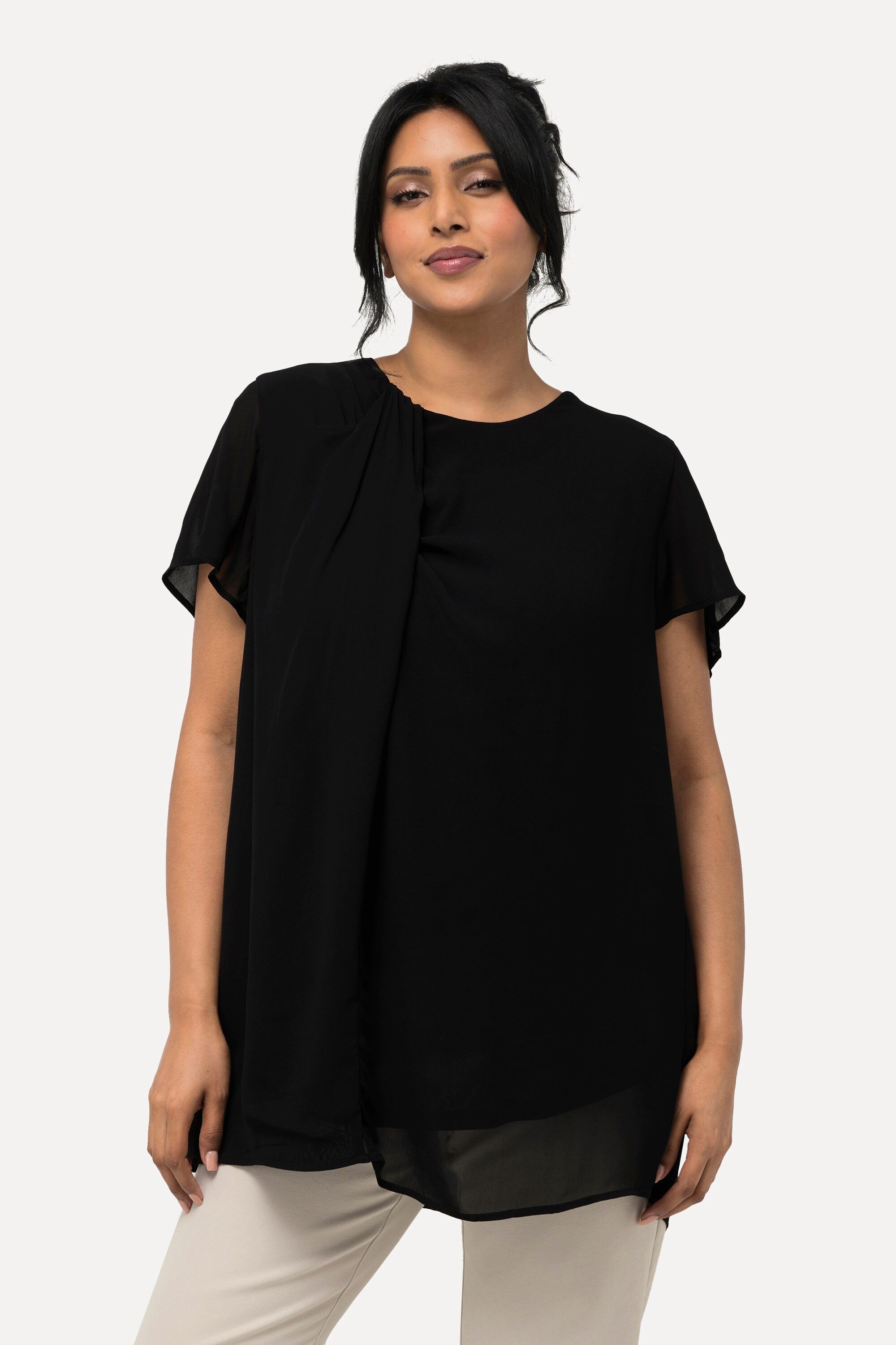 Ulla Popken Spitzenbluse Bluse Drapierung A-Linie günstig online kaufen