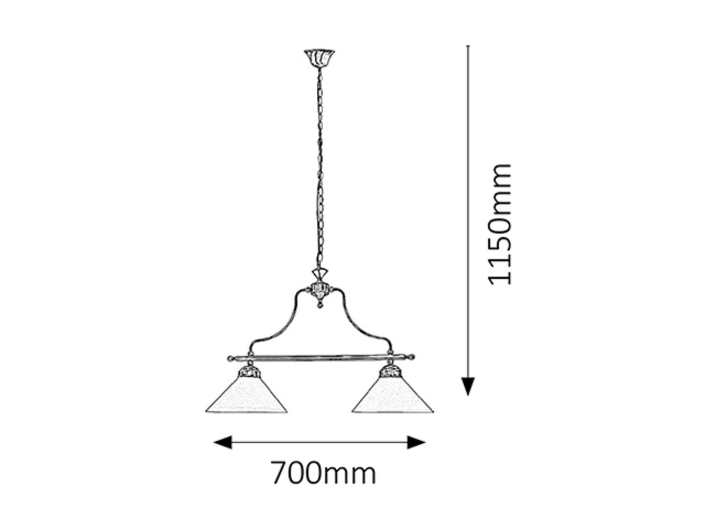 Rabalux Kronleuchter "Marian" 2-flammig, Metall, weiß, E27, L460mm