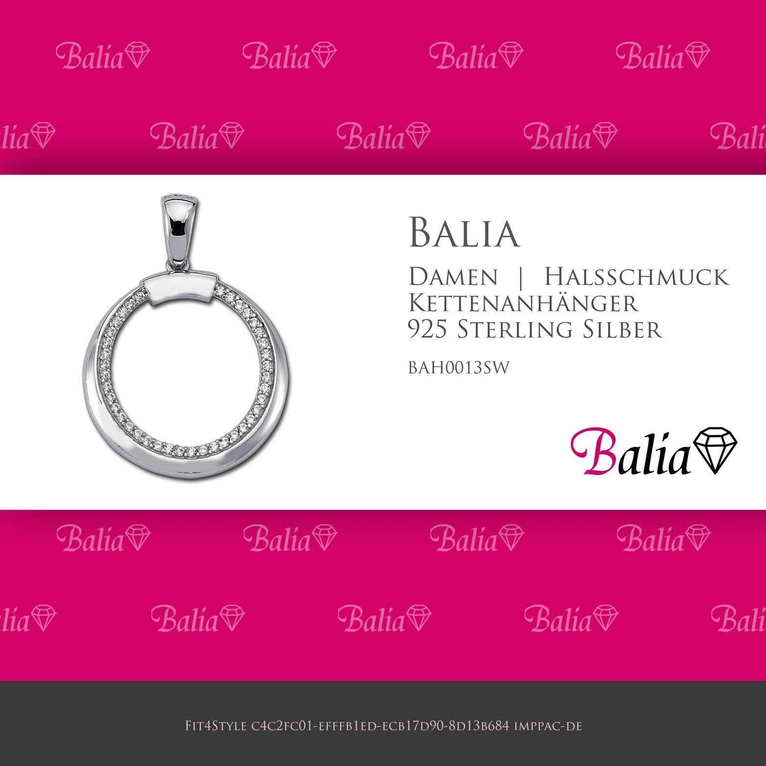 (Round) Sterling Balia 925, Kettenanhänger 3,2cm, Kettenanhänger ca. 925 Kettenanhänger für Balia Damen Silber