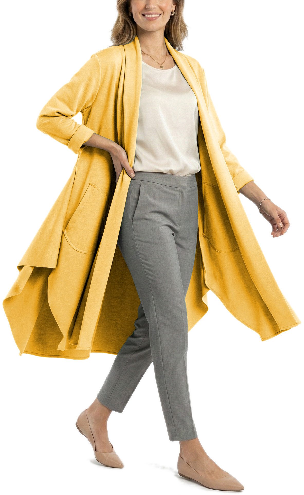 dy_mode Longstrickjacke Damen Lang Cardigan Übergangsjacke Leichtmantel Zip günstig online kaufen