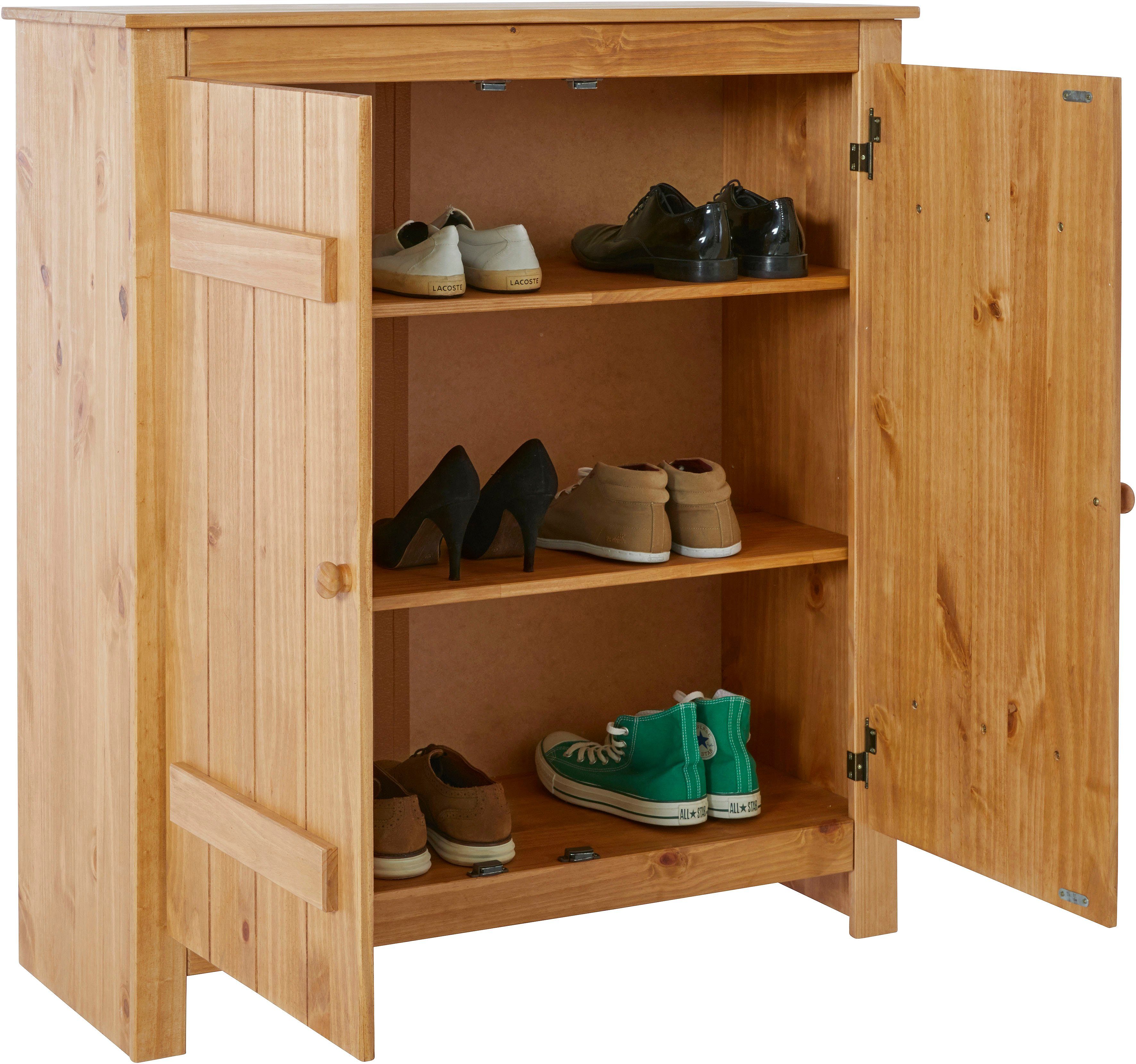 natur affaire Einlegeböden, Magnetverschluss,Höhe Home gebeizt/gewachst Schuhschrank 110 2 cm Massivholz, verstellbare Bertram