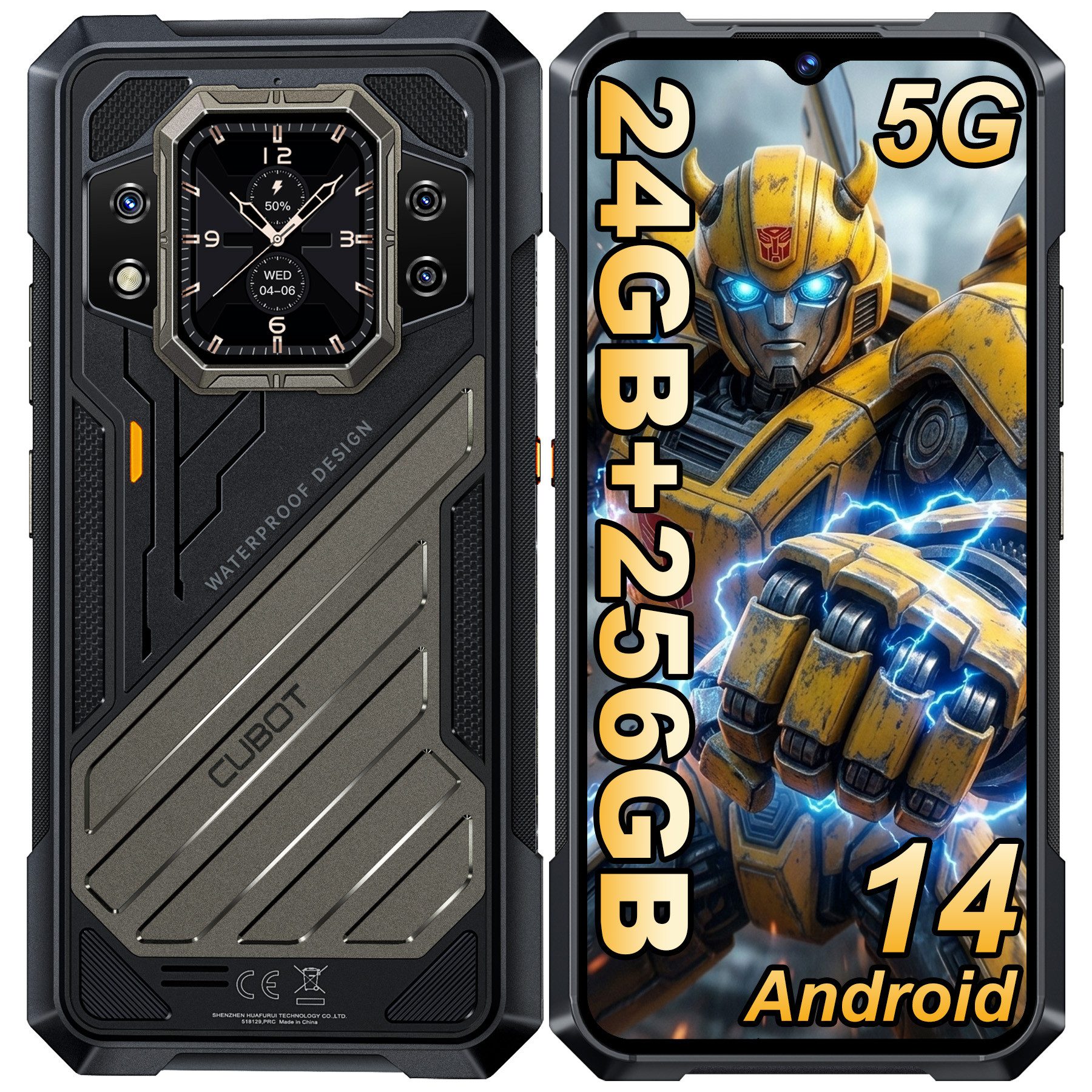 Cubot Kingkong X 32GB RAM + 256GB oder 512GB ROM 5G Outdoor Smartphone (16,72 cm/6.58 Zoll, 256 GB Speicherplatz, 100 MP Kamera, 6.58" FHD+ Display, 10200mAh, IP68/IP69K, 5G-Dual-SIM, NFC)