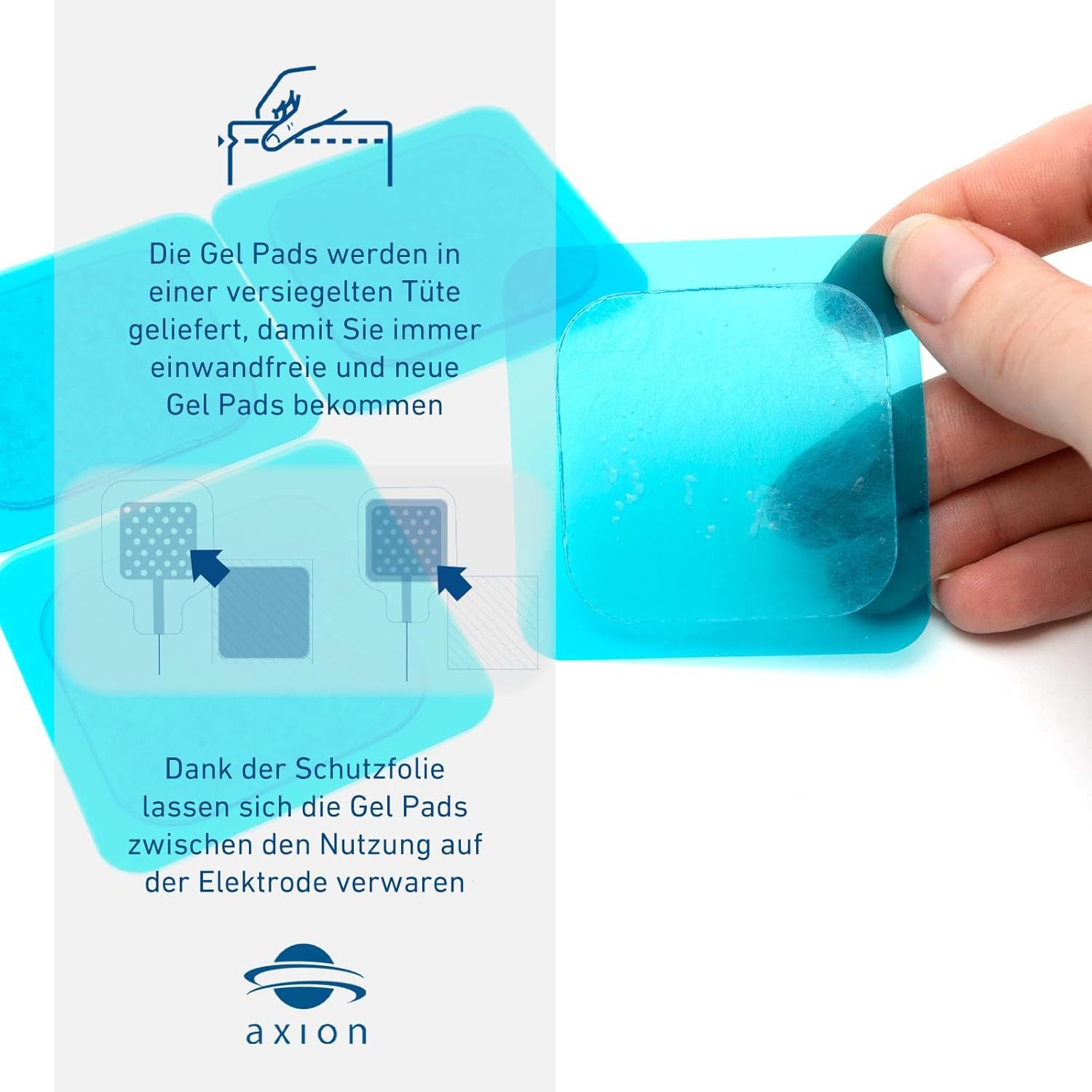 Axion Elektrodenpads - passend für Beurer EM50 - EM59 - EM89 - selbsthaftende Hydrogel Pads, 16 St.,reines Hydrogel für TENS EMS