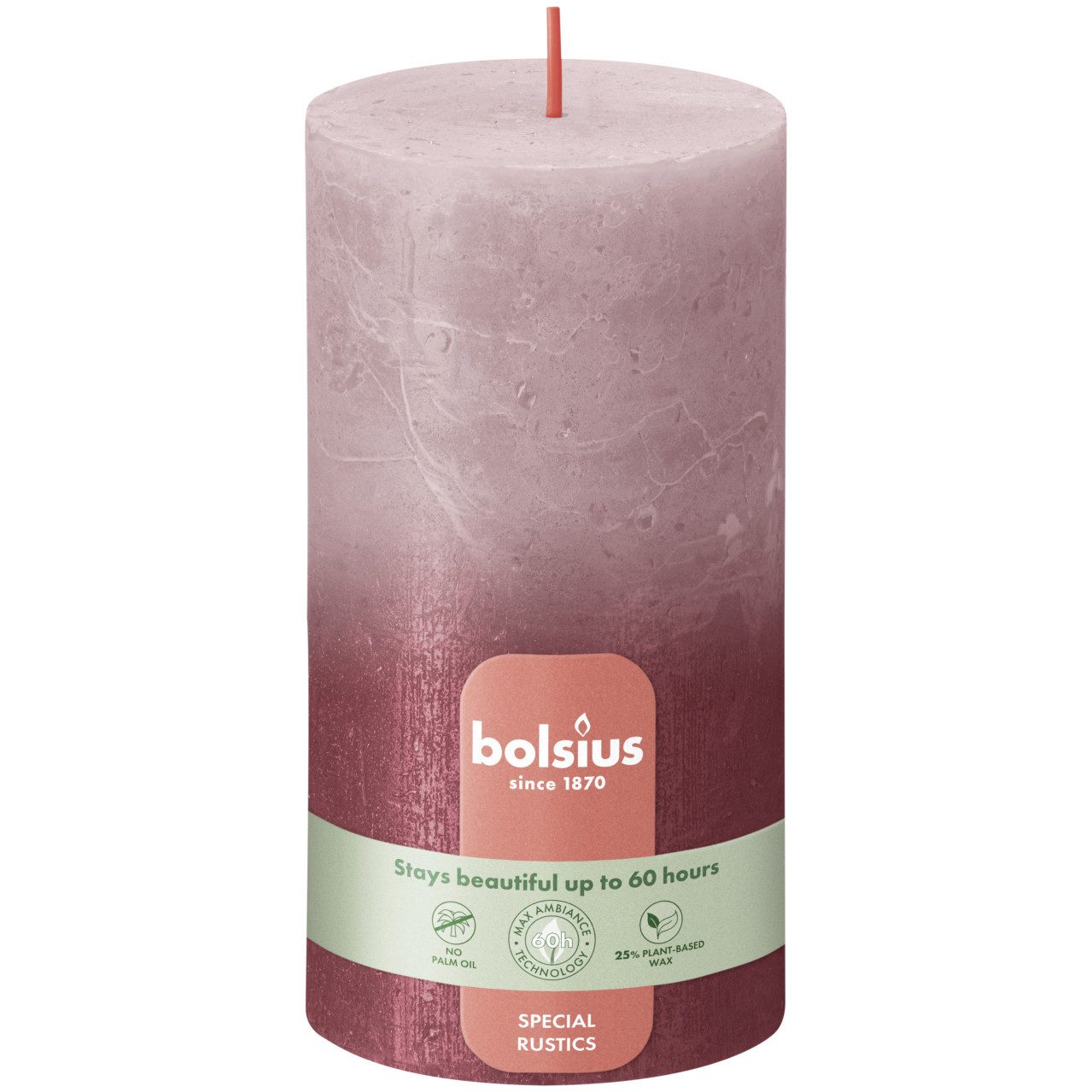 Bolsius Stumpenkerze Bolsius Stumpenkerze Rustik Sunset Enschenrose+Rot