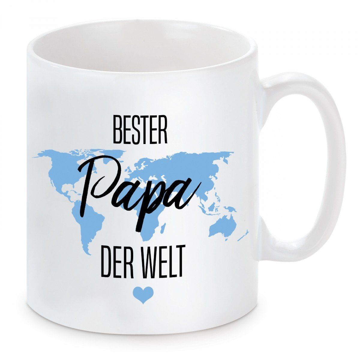 Herzbotschaft Tasse Kaffeebecher mit Motiv Bester Papa der Welt, Keramik, Kaffeetasse spülmaschinenfest und mikrowellengeeignet