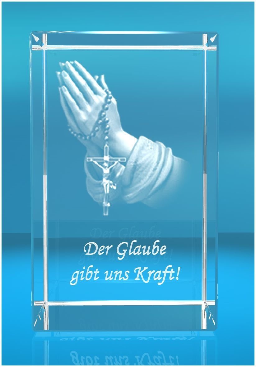 Dekofigur 3D Glasquader Motiv: Betende Hände günstig online kaufen