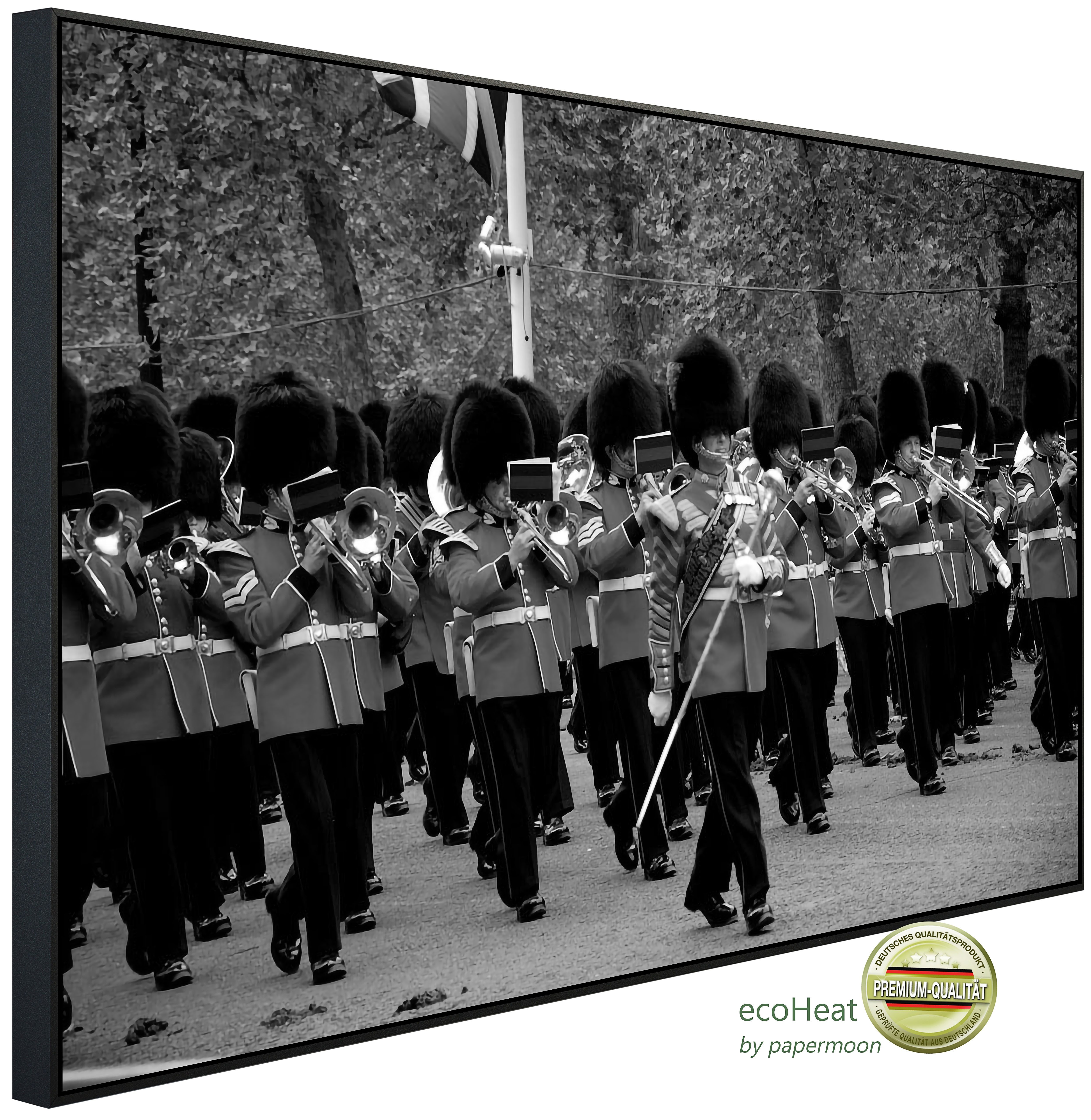 Papermoon Infrarotheizung INFRAROT-BILD-HEIZUNG, Parade Schwarz & Weiß, TÜV-Rheinland/GS zertifiziert, angenehme Strahlungswärme