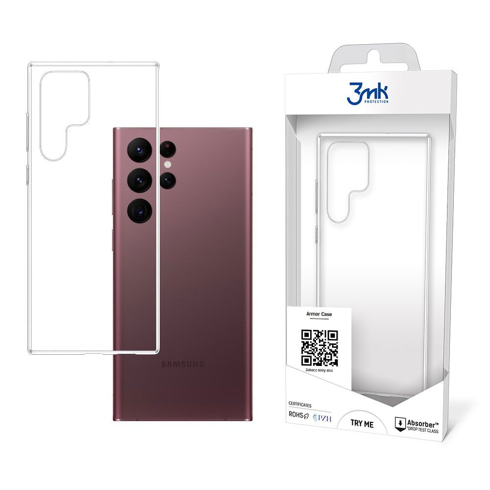 3MK Smartphone-Hülle Handyhülle Schutzhülle Kameraschutz, verstärkte Ecken, Military Grade, transparent