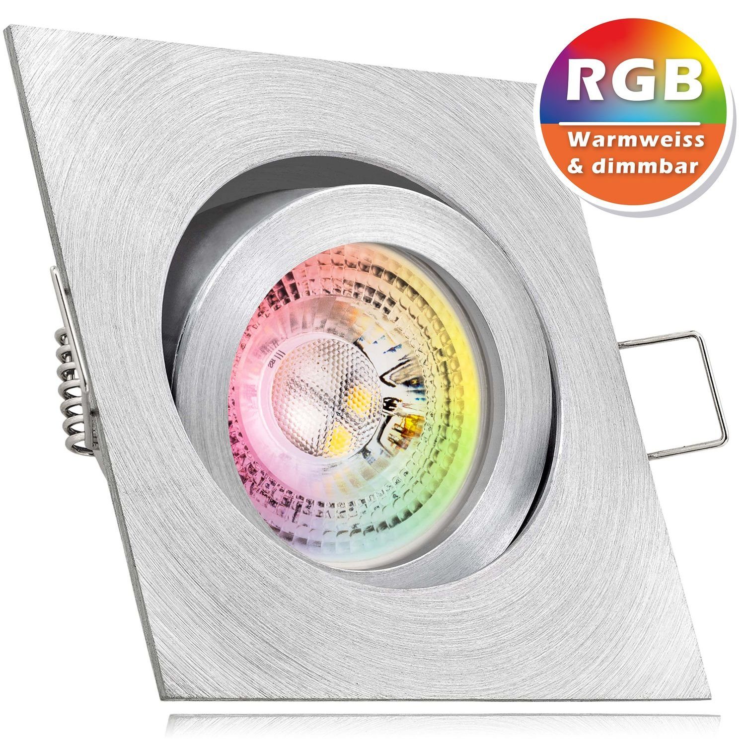 LEDANDO LED Einbaustrahler RGB LED GU10 Einbaustrahler aluminium von mit in 3W LEDAN Set LED matt
