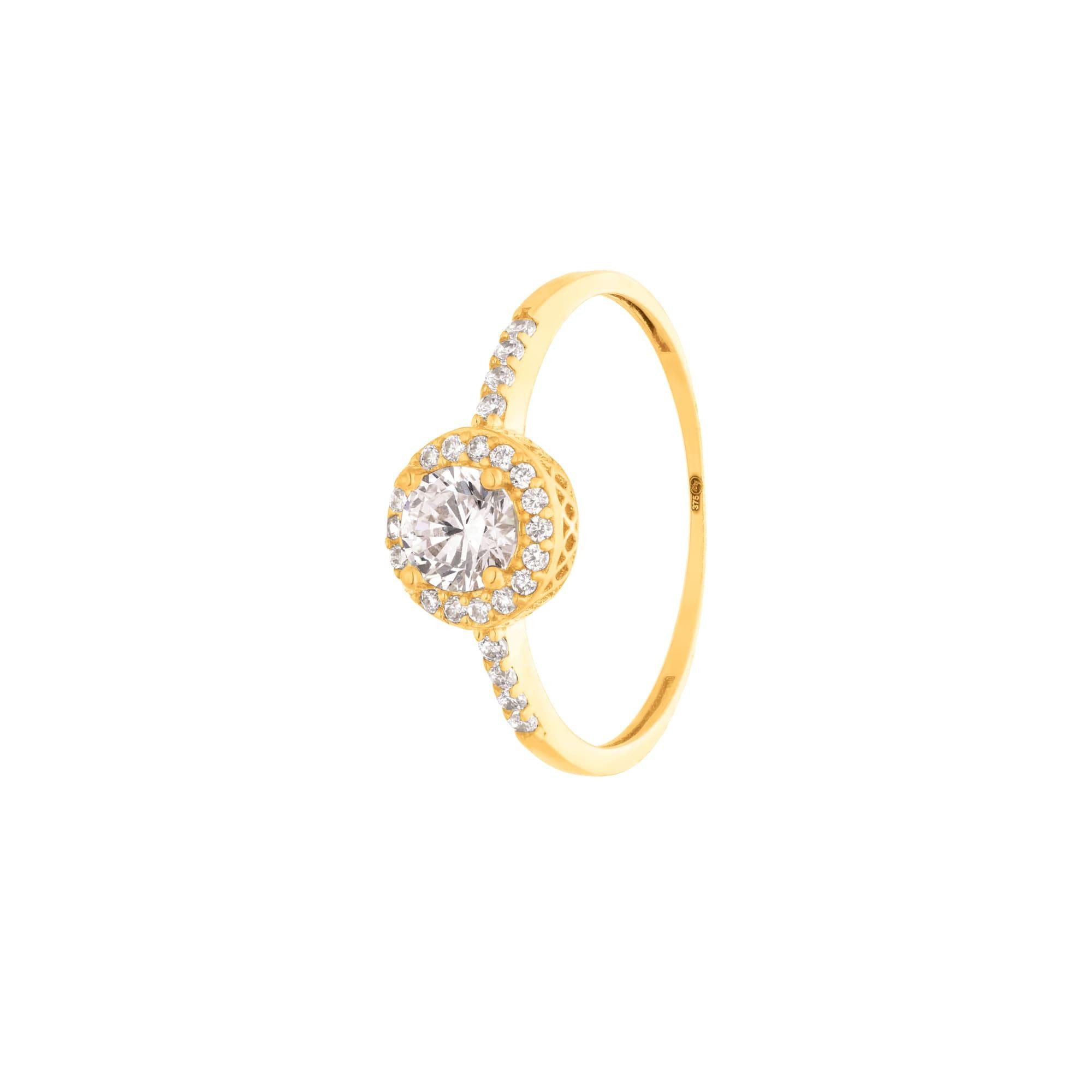 Suzan Gold Goldring 375er Gold Ring für Damen– Zirkonia Solitär, edles Gesc günstig online kaufen