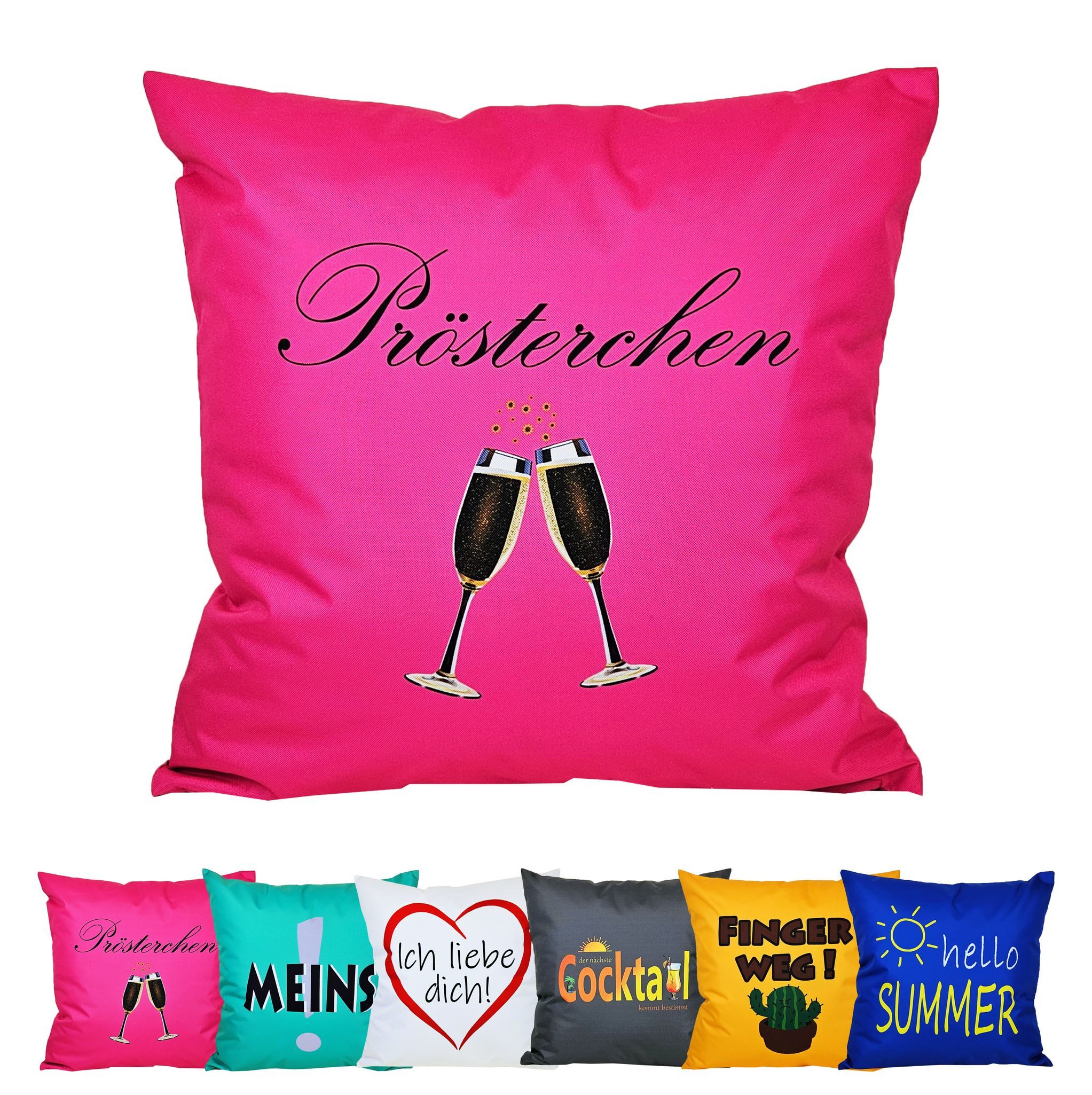 JACK Dekokissen 50x50cm Motiv Outdoor Lounge Kissen inkl. XXL Füllung Sitzkissen, Outdoorkissen starke Füllung mit lustigen Motiven
