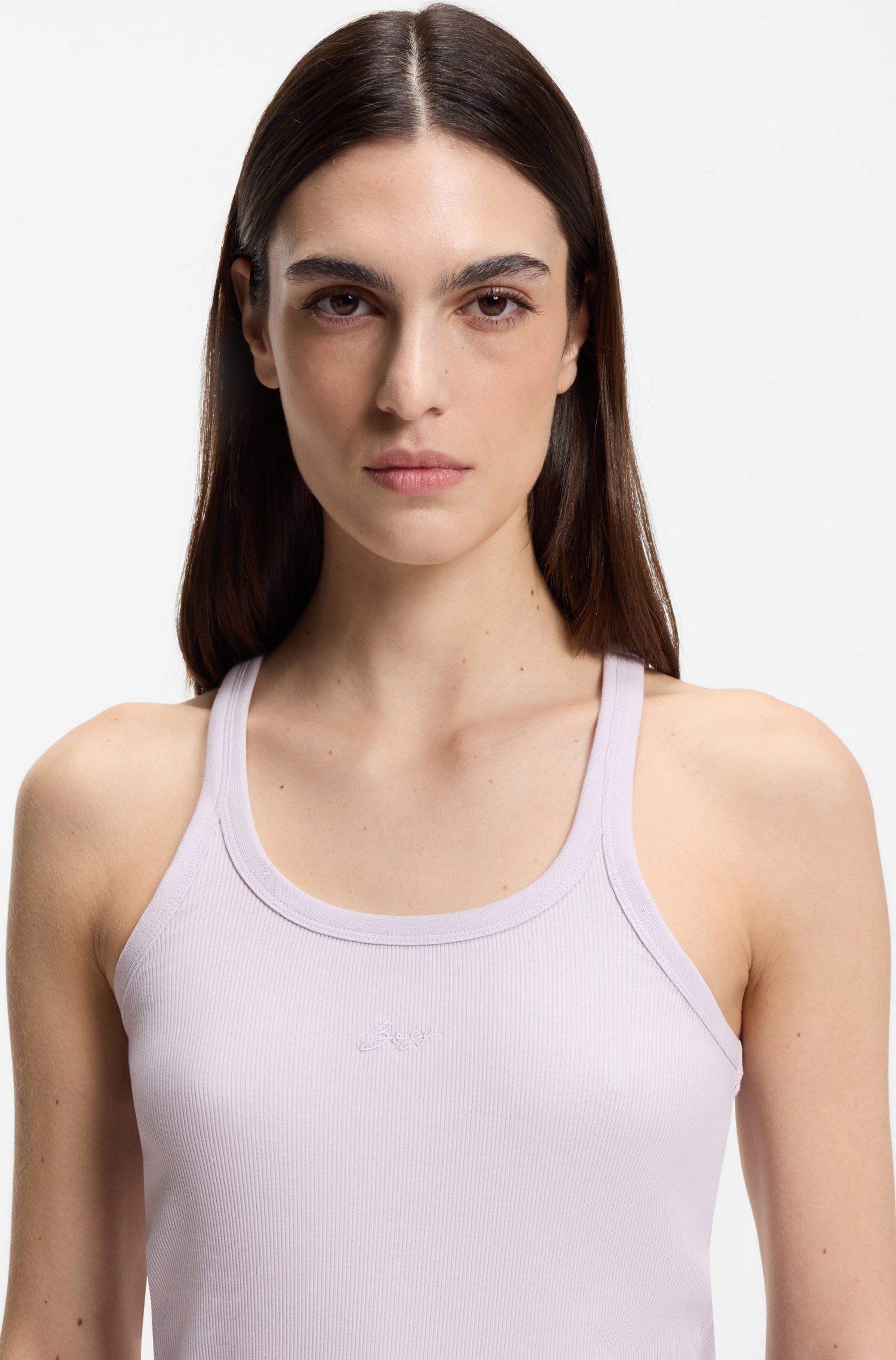 BOSS ORANGE Ripptanktop Epetite Premium Damenmode Slim Fit mit Logostickerei