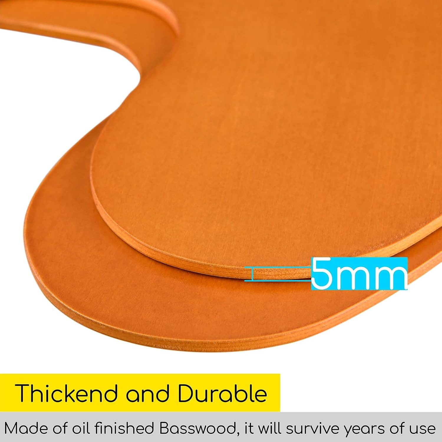 MEEDEN Malpalette MEEDEN Malpalette aus Lindenholz oval mit ergonomischem Daumenloch, Für Öl- und Acrylfarben, leicht und handlich im Format 39,9 x 30 cm – Bild 3 von 5