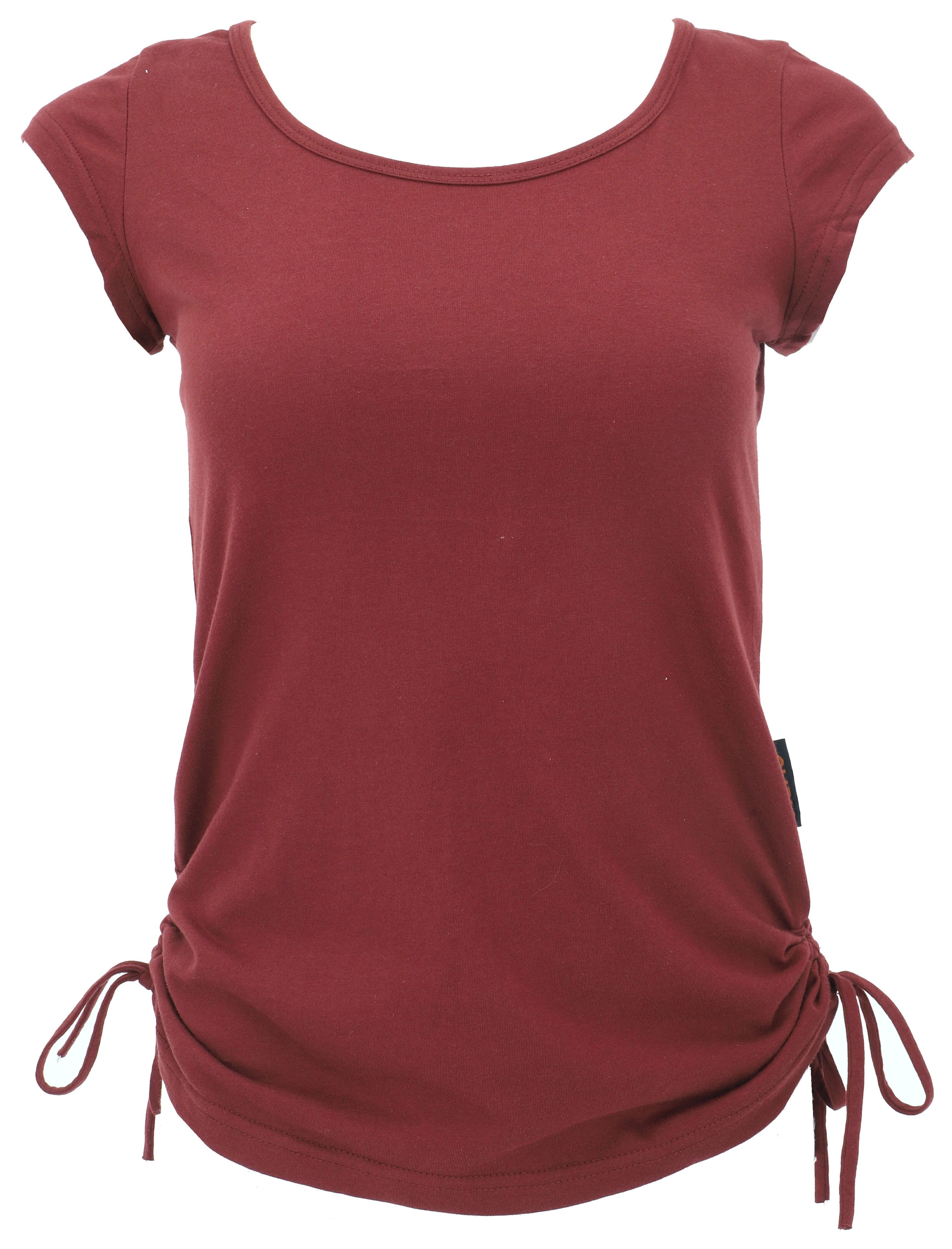 Guru-Shop T-Shirt Yoga T-Shirt aus Bio-Baumwolle - rotbraun Ethno Style, al günstig online kaufen