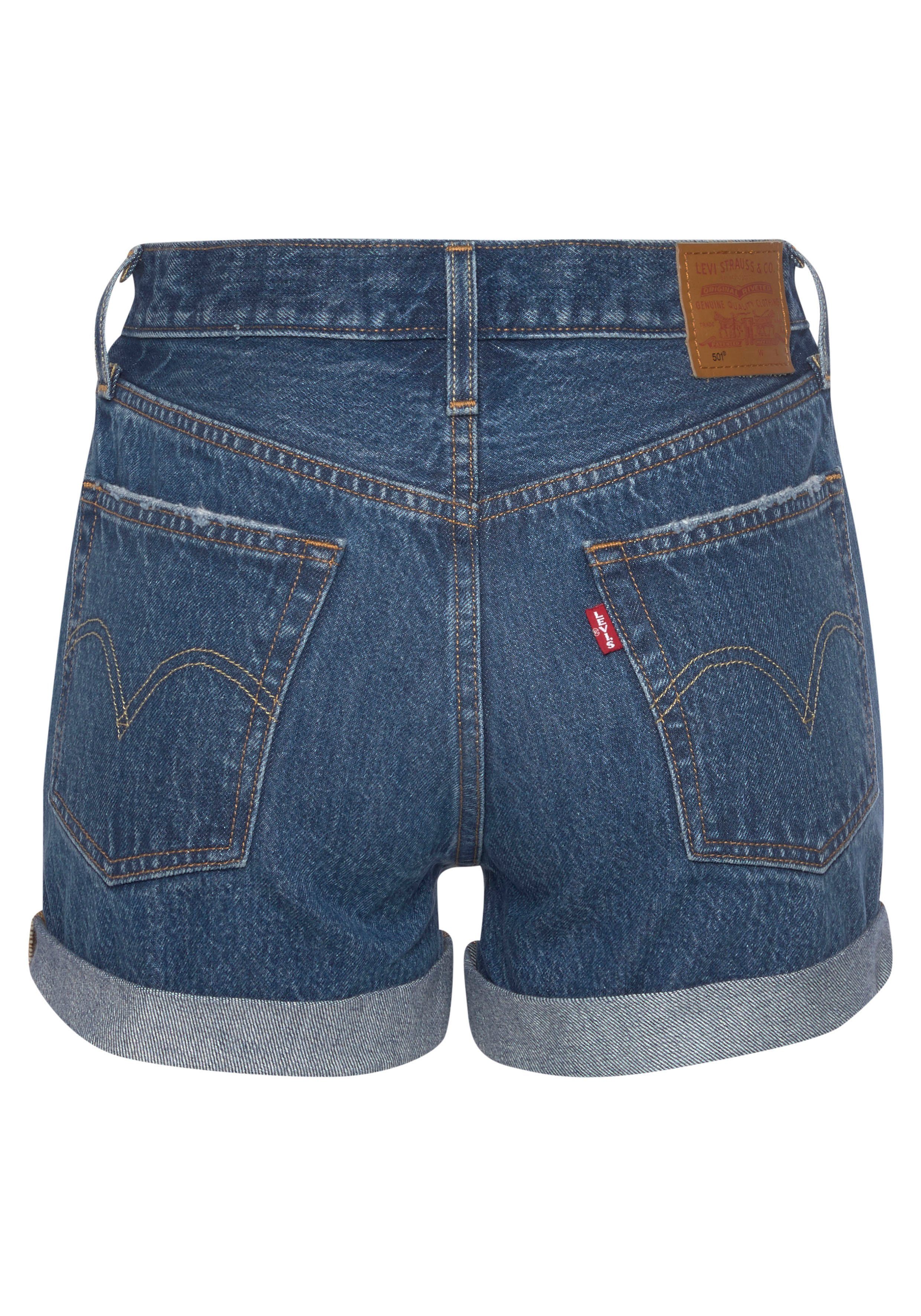 krempelbarem Levi's® Jeansshorts 501 Short und Mit Knopfverschluss Long Saum used-blue