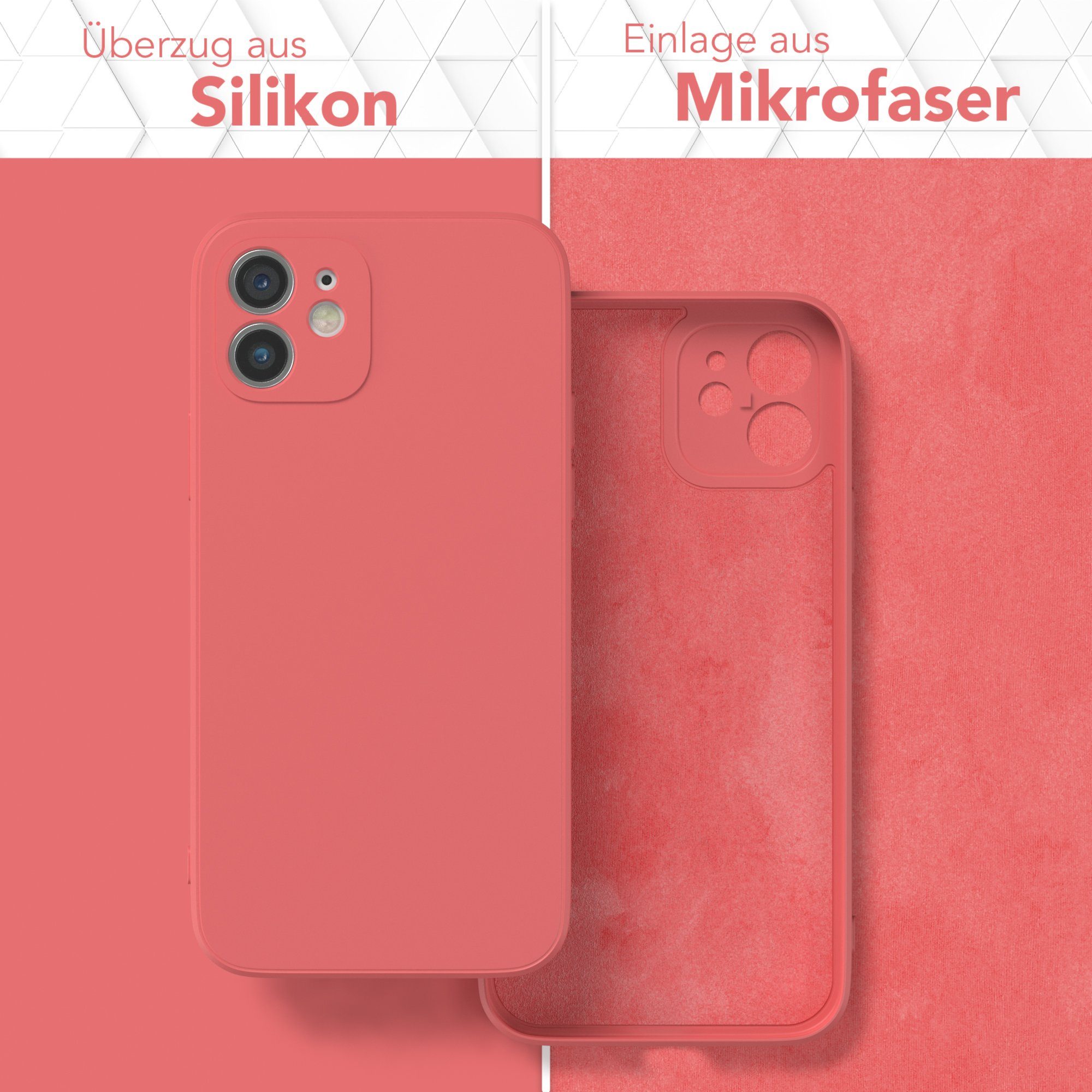 EAZY CASE Handyhülle für Apple iPhone 12 Hülle Silikon 6,1 Zoll, Schutzhülle mit Kameraschutz stoßfest telefonhülle Matt Rot / Hellrot