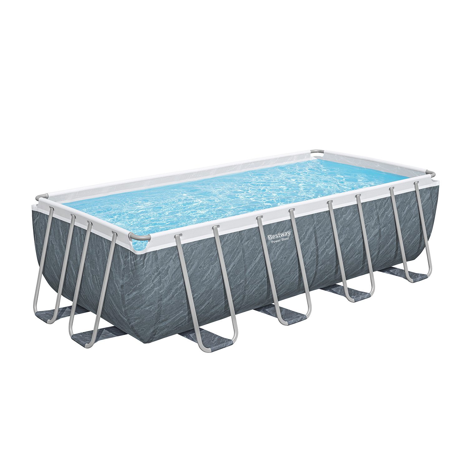 Bestway Framepool Power Steel™ Solo Pool ohne Zubehör 488 x 244 x 122 cm, Marmor-Optik