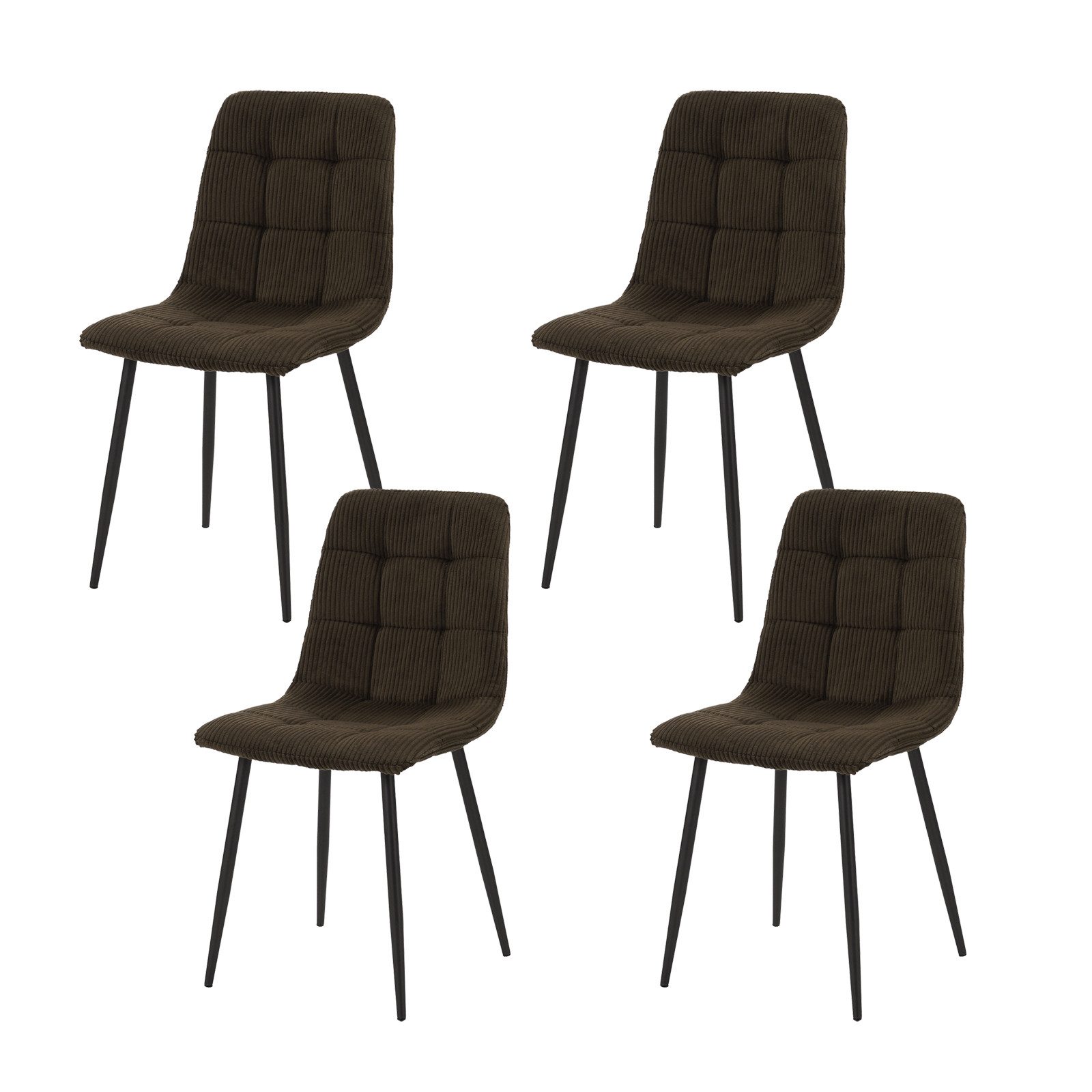 HTI-Living Esszimmerstuhl Esszimmerstuhl Mesa Cordstoff Braun (Set, 4 St), Polsterstuhl mit schwarzen Metallbeinen