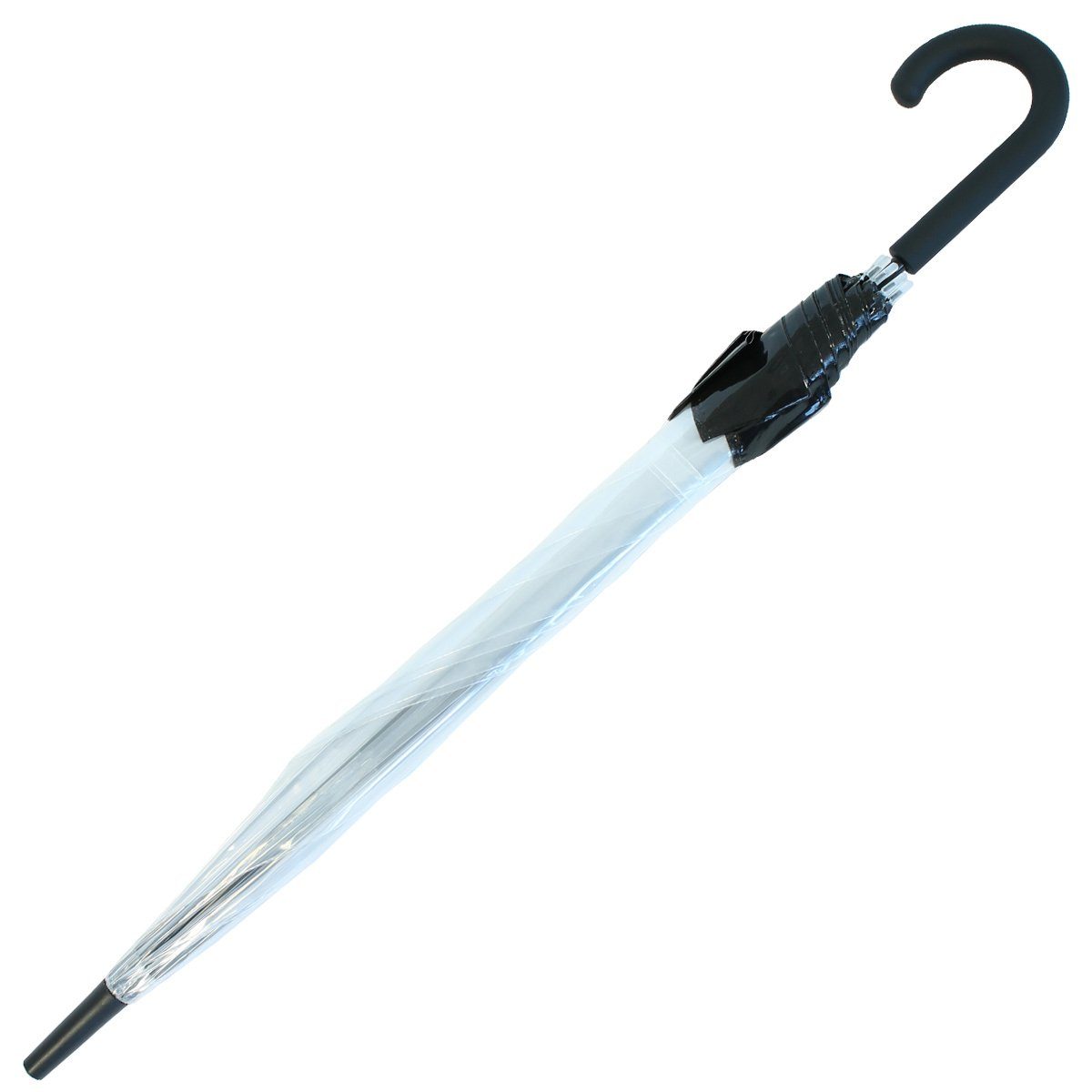 HAPPY RAIN Stockregenschirm Glockenschirm durchsichtig transparent mit Borte, durchsichtig – Bild 4 von 5