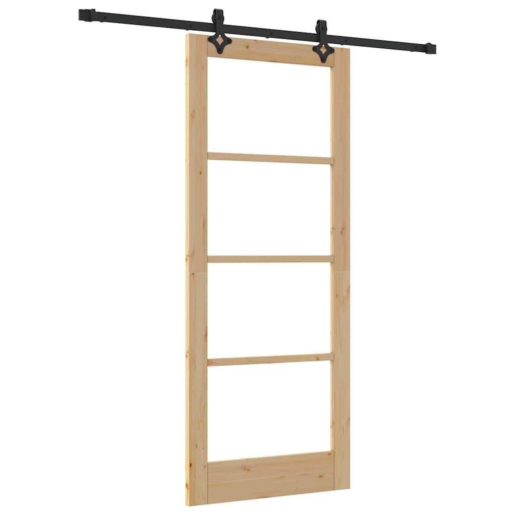vidaXL Haustür Schiebetür ORKDAL Braun 83 x 202 cm Holz und Metall (1-St) günstig online kaufen