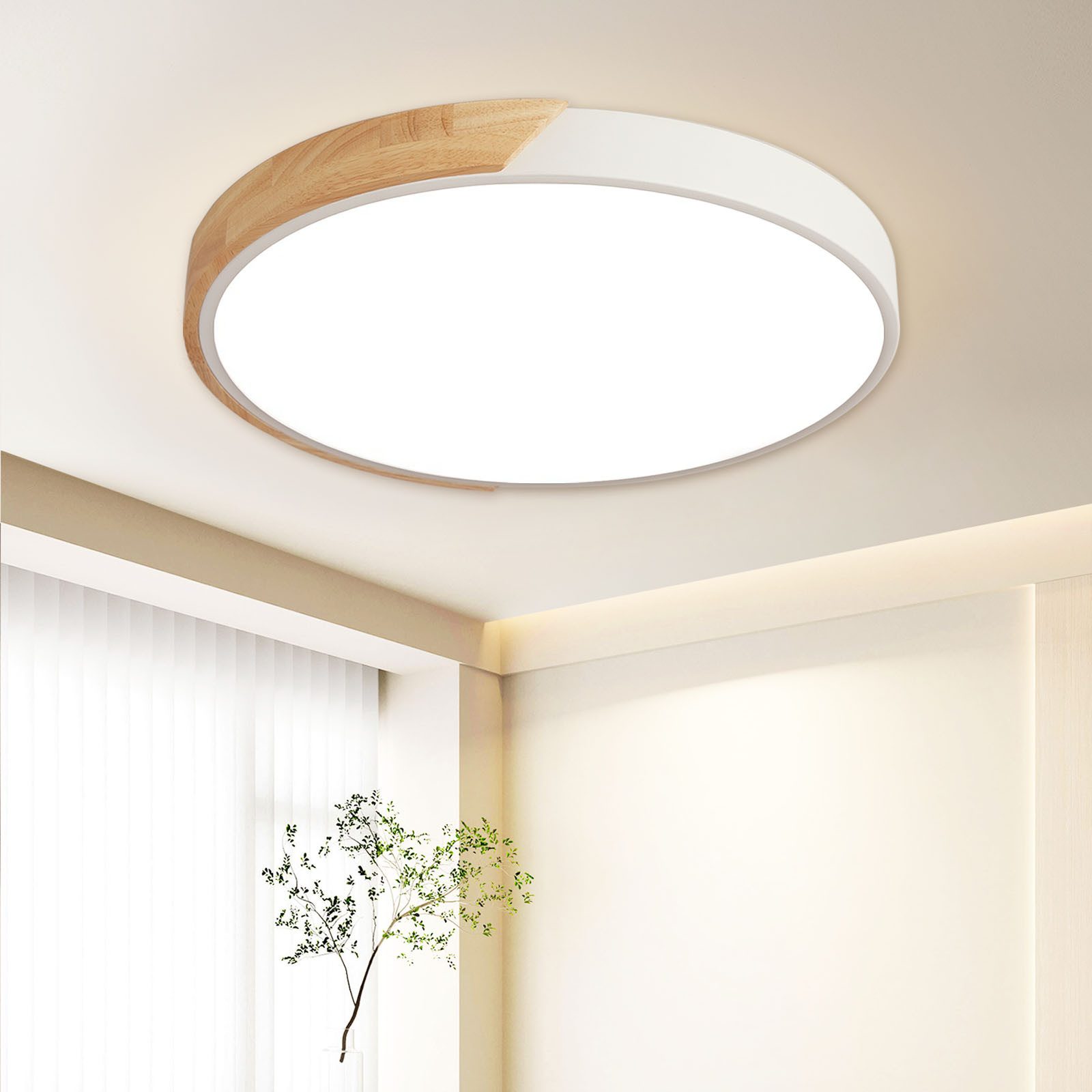 style home Deckenleuchte LED Deckenlampe Holz, dimmbar mit Fernbedienung 30 günstig online kaufen