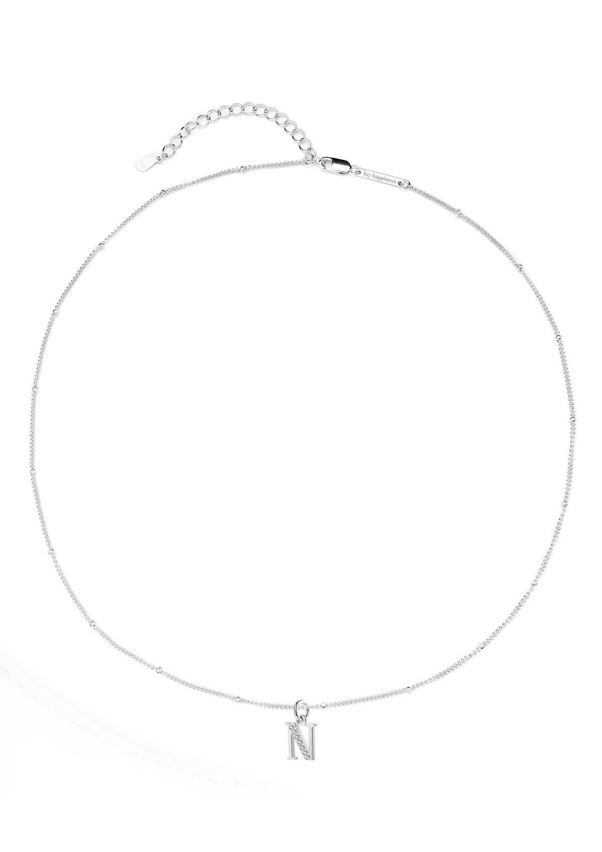 Hey Happiness Silberkette mit Buchstaben Anhänger A–Z, mit Zirkonia, 925 Si günstig online kaufen